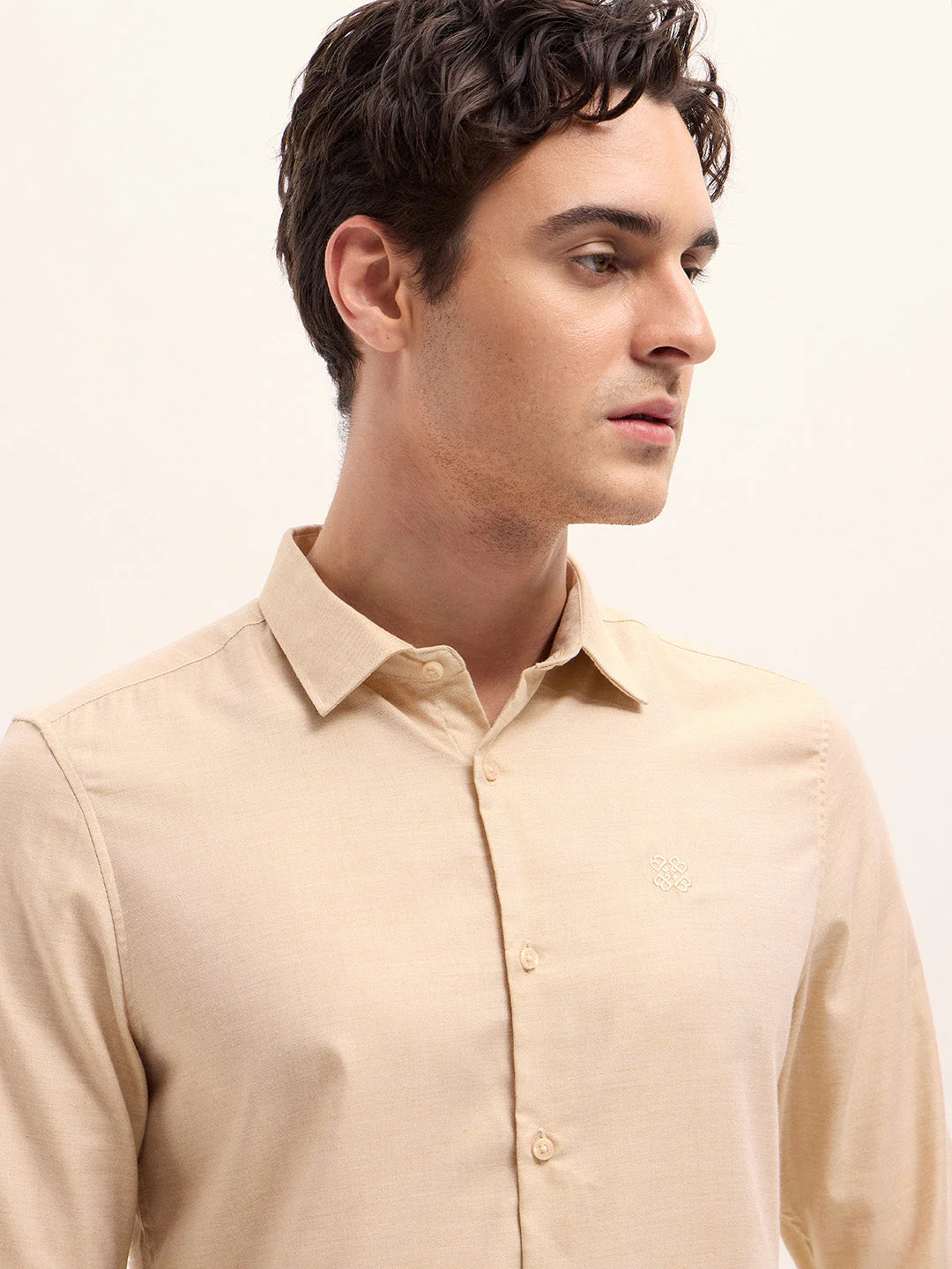 Men Shirt Yellow Solid Tailored Fit Formal Shirt - Image 5