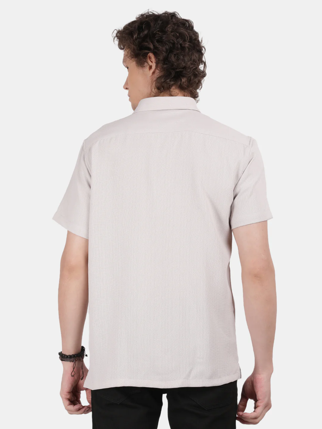 Men Silver Slim Fit Shirt - Image 2