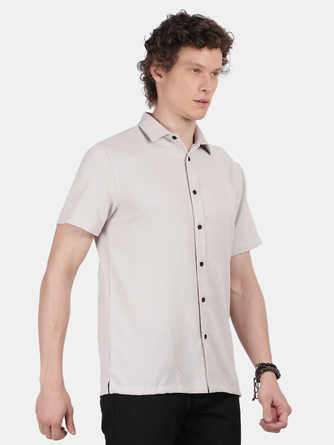 Men Silver Slim Fit Shirt - Image 6