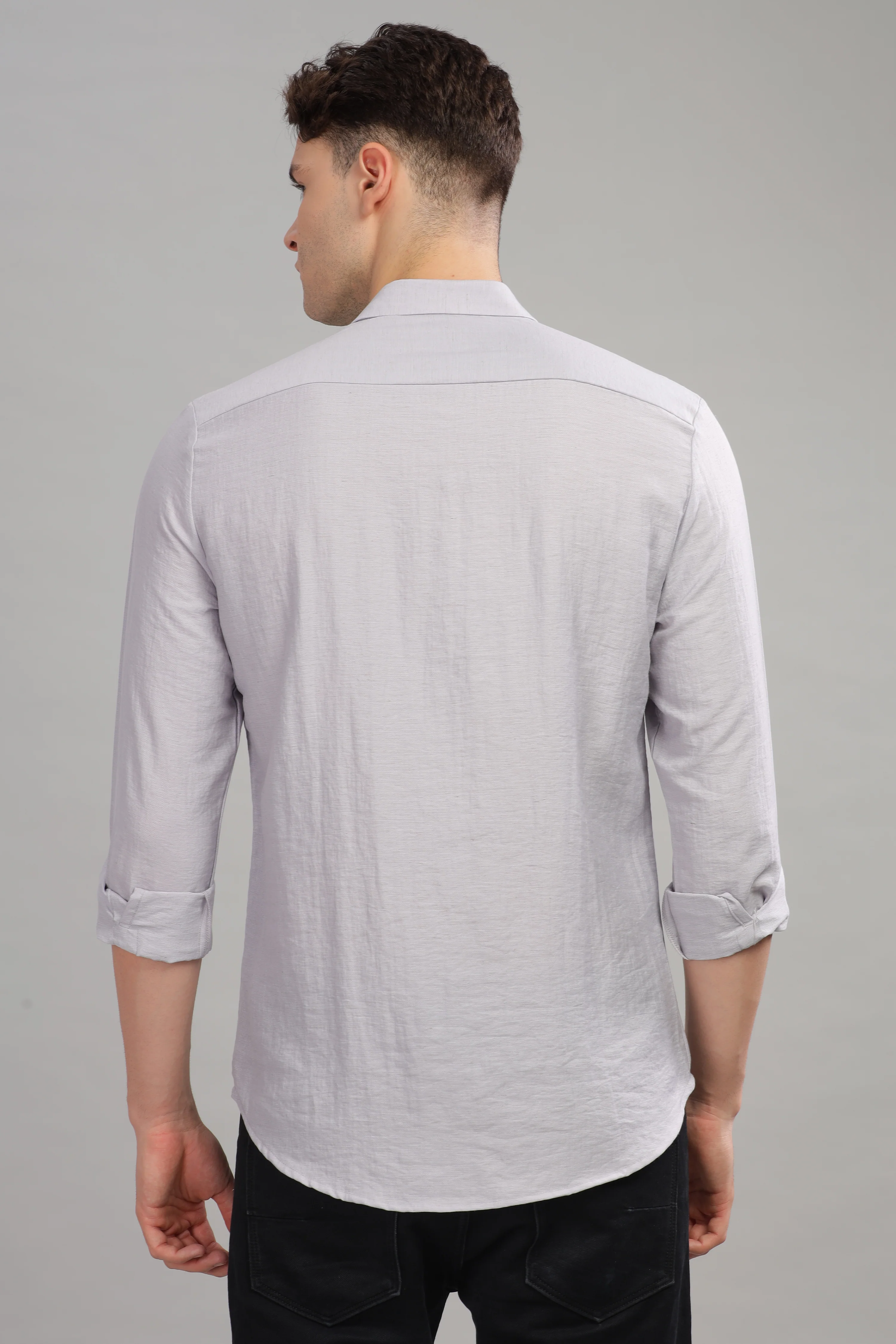 Men Silver Slim Fit Shirt - Image 2