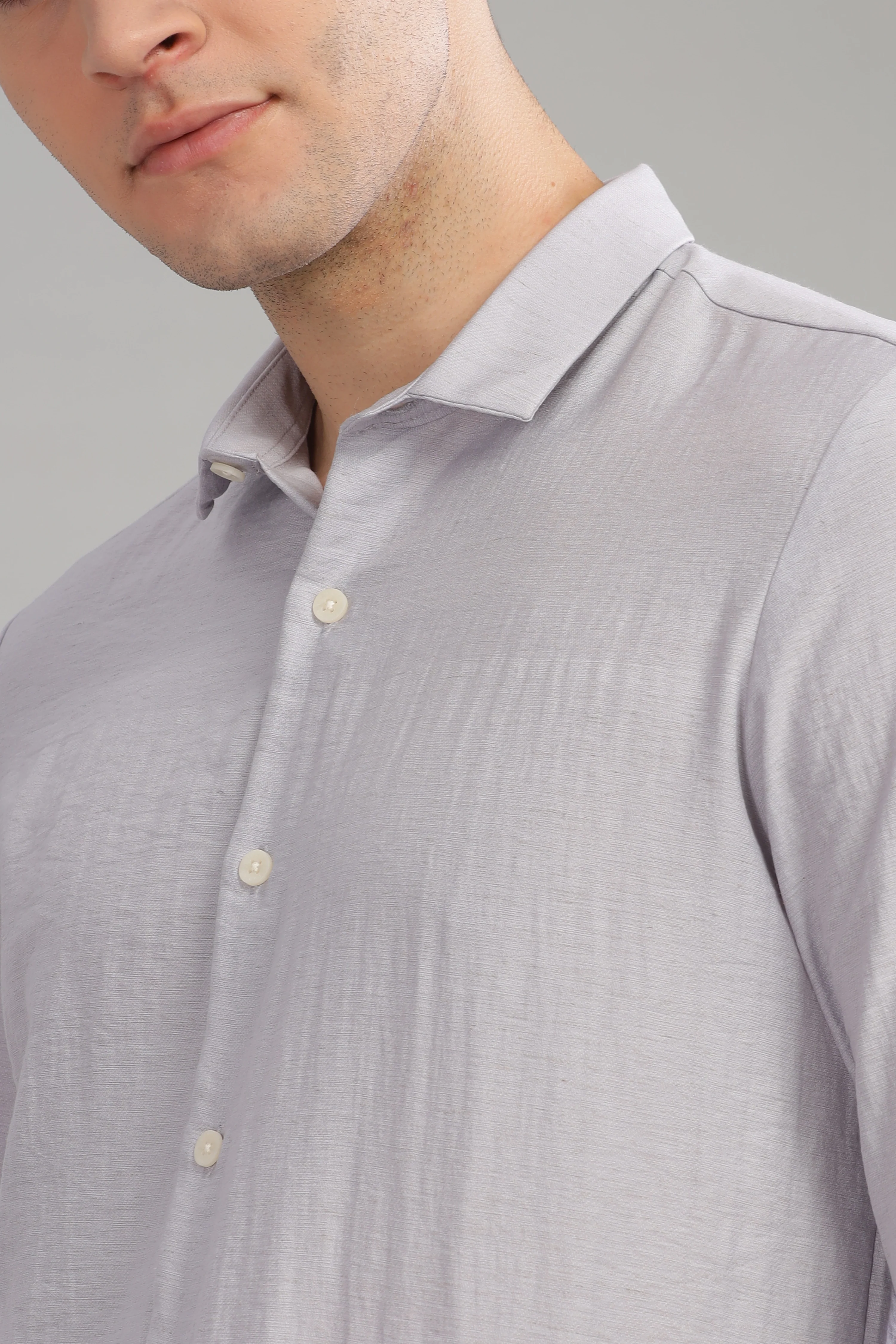 Men Silver Slim Fit Shirt - Image 6