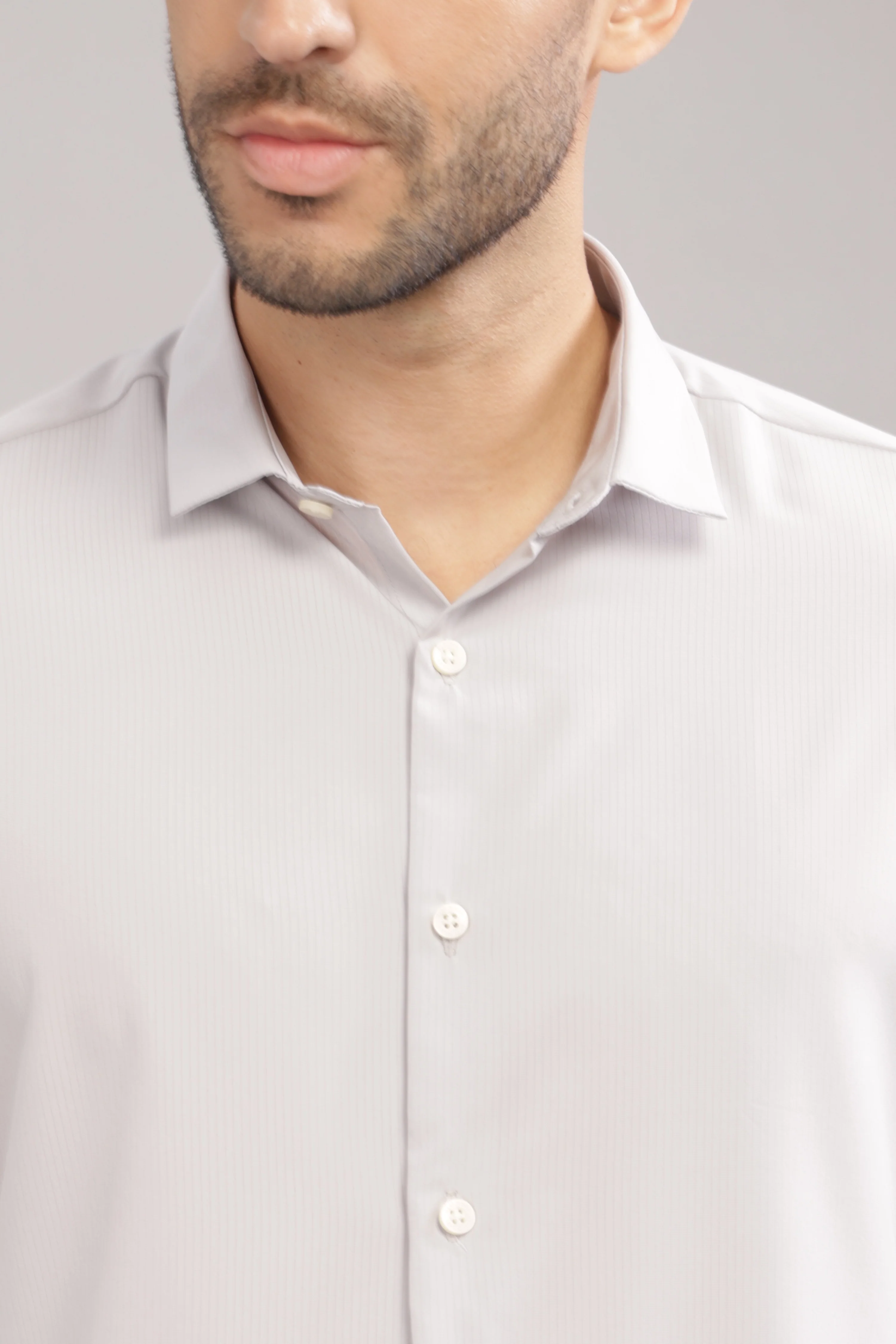 Men Silver Slim Fit Shirt - Image 6
