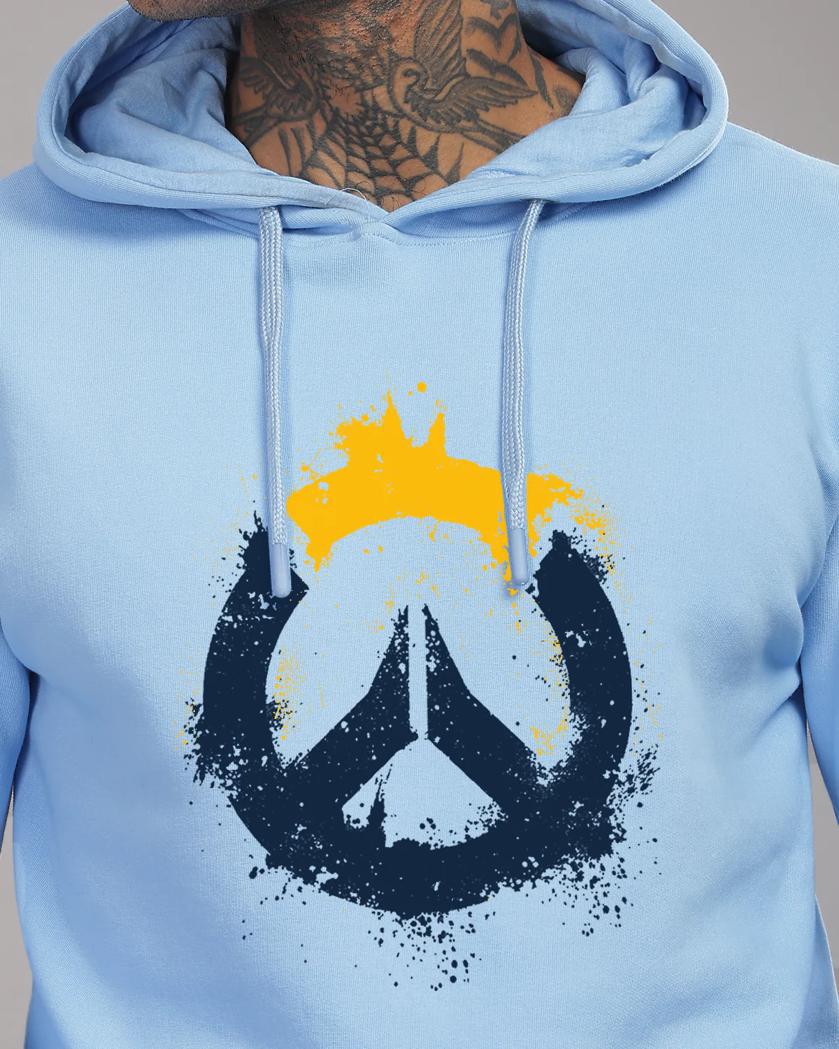 Men Sky Blue Long Lasting Printed Hoodie - Image 2