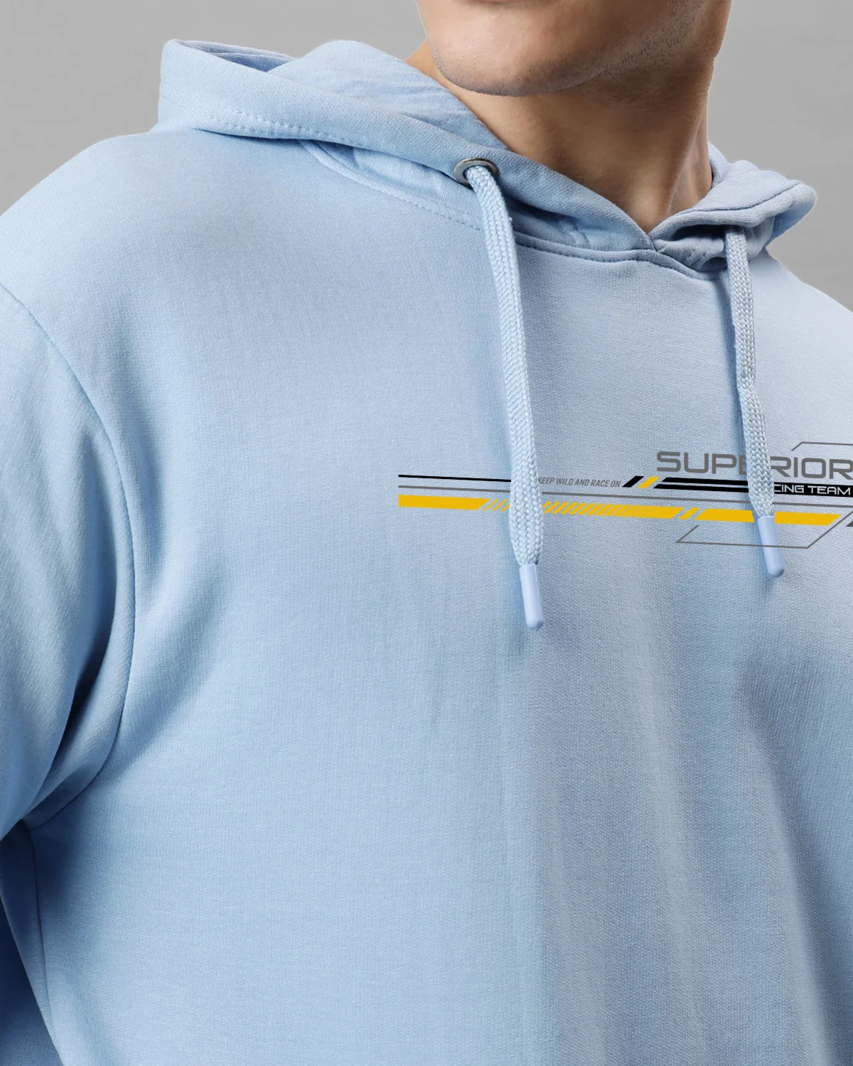 Men Sky Blue Long Lasting Printed Hoodie - Image 4
