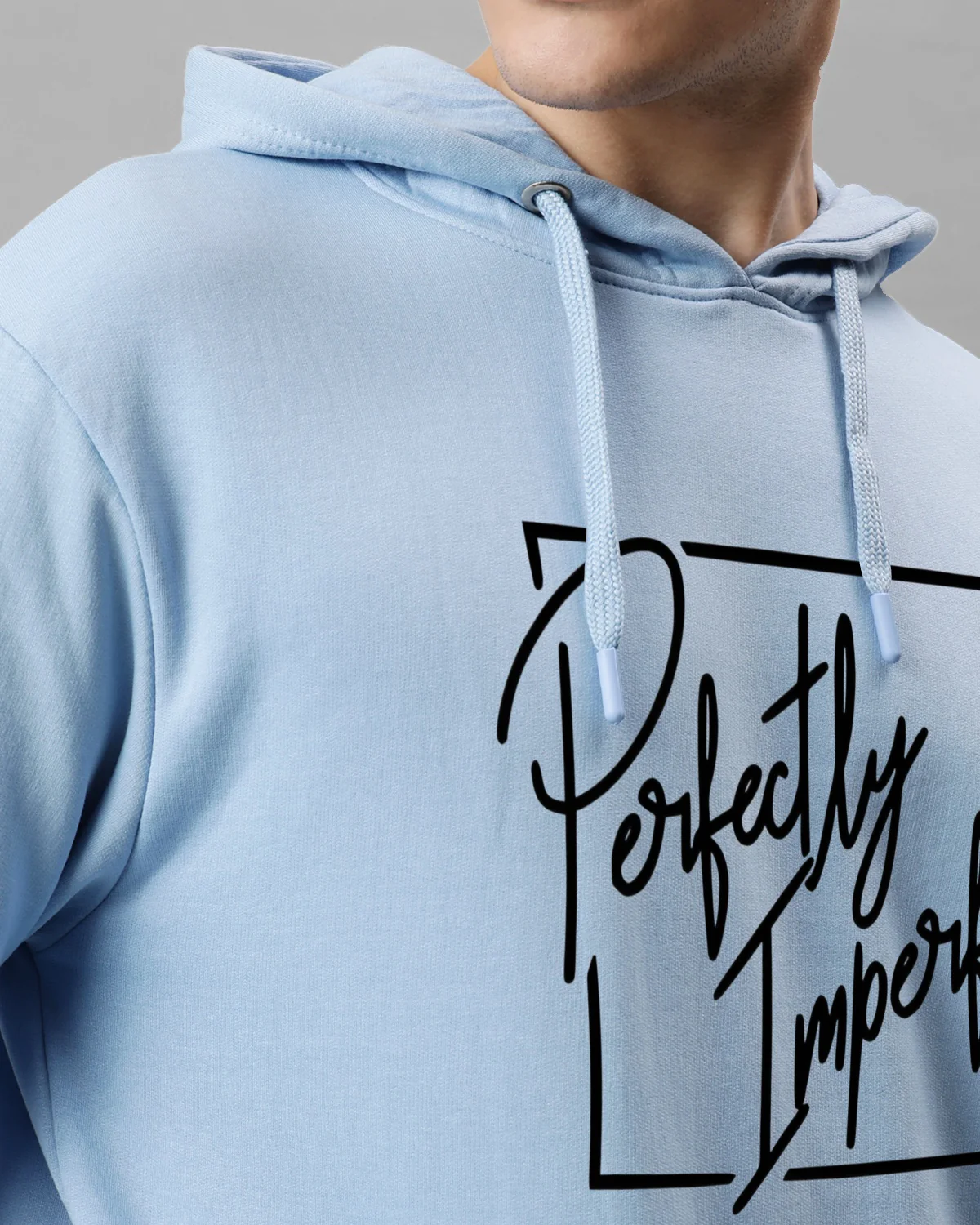 Men Sky Blue Printed Hoodie - Image 5