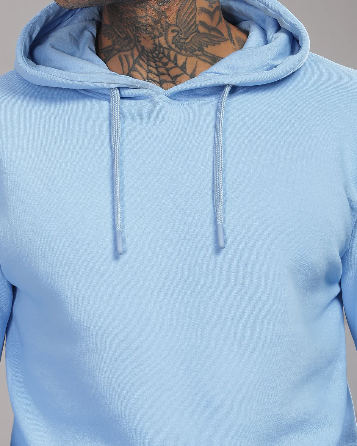 Men Sky Blue Printed Hoodie - Image 4