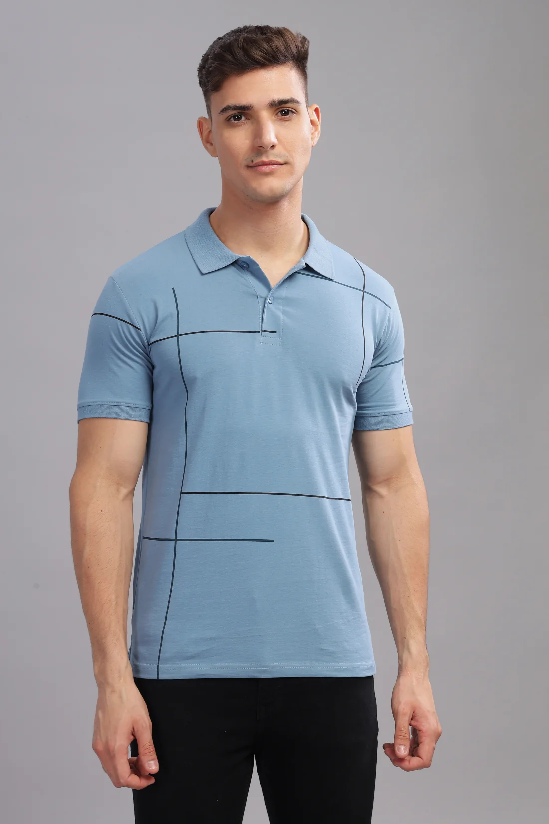 Men Sky Blue Regular Fit T-Shirt