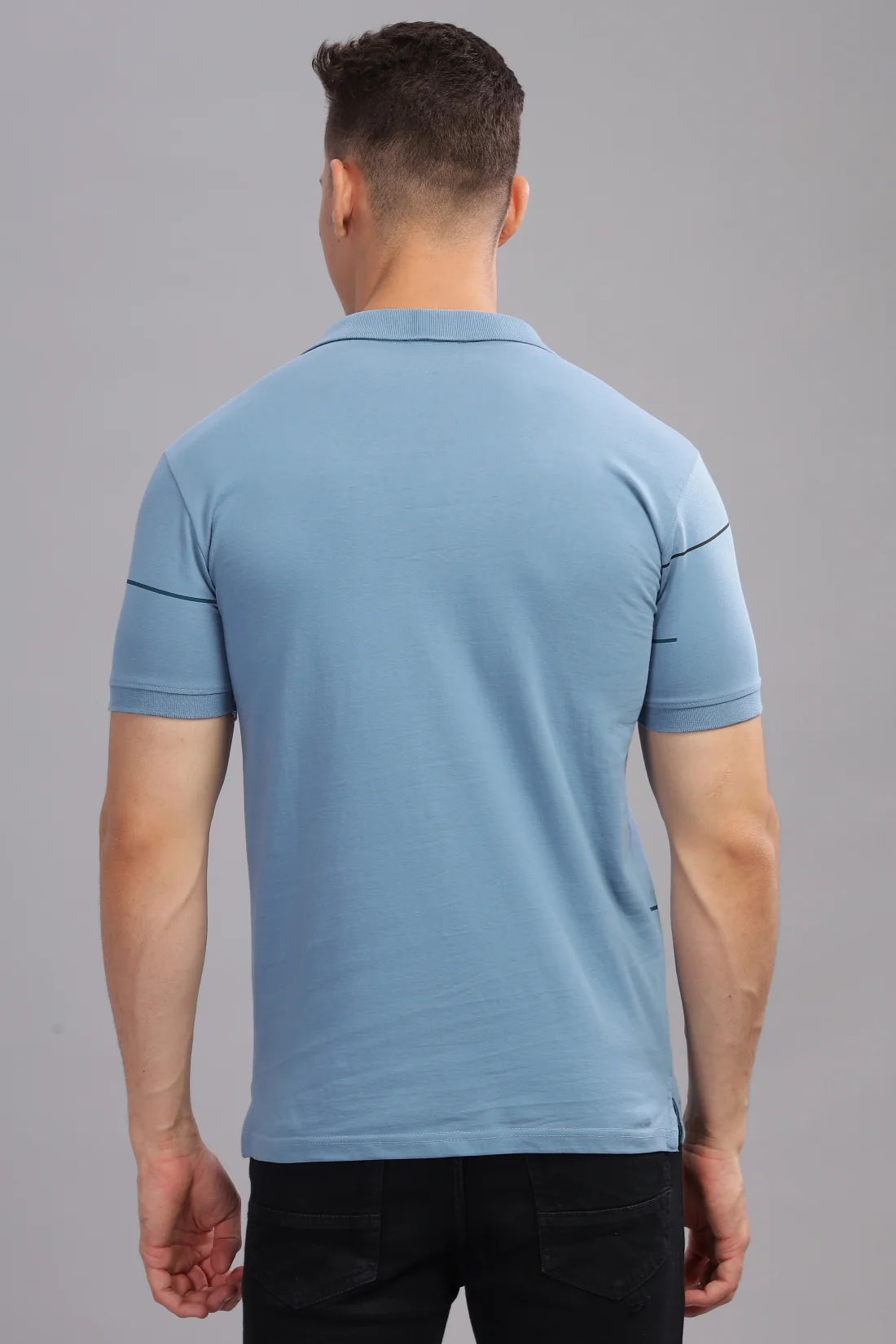 Men Sky Blue Regular Fit T-Shirt - Image 3