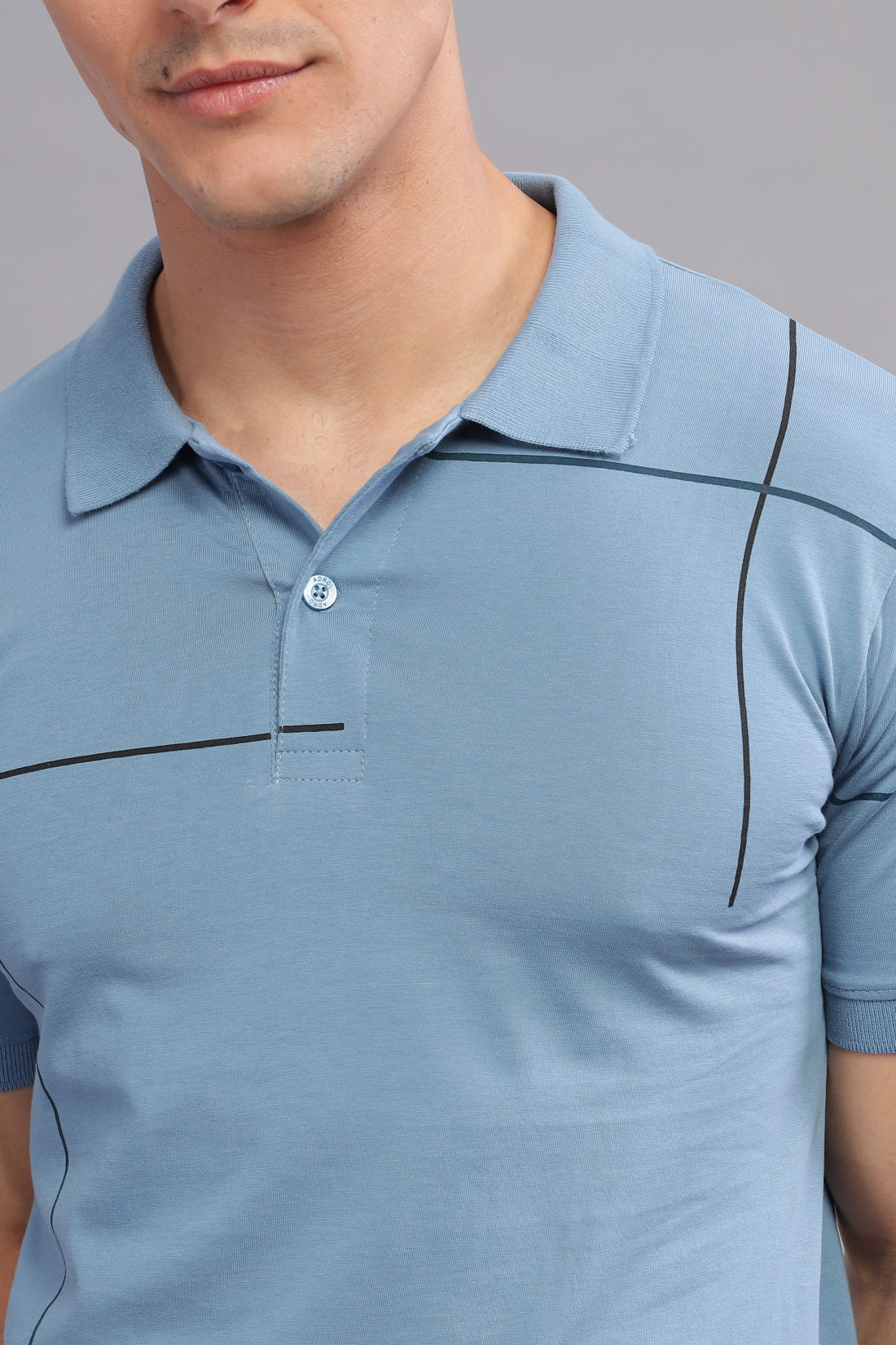 Men Sky Blue Regular Fit T-Shirt - Image 4