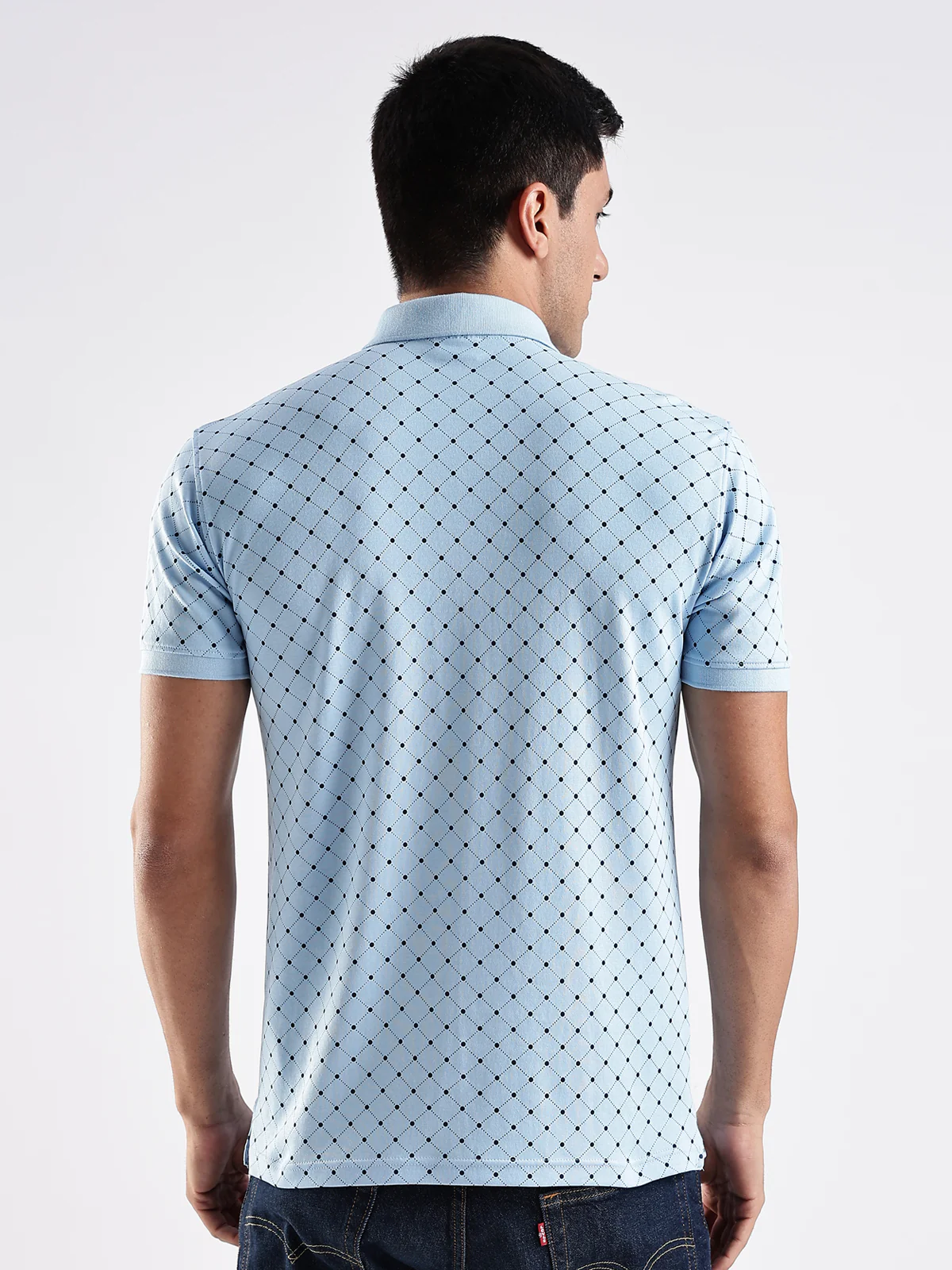 Men Sky Blue Regular Fit Polo T-Shirt - Image 2