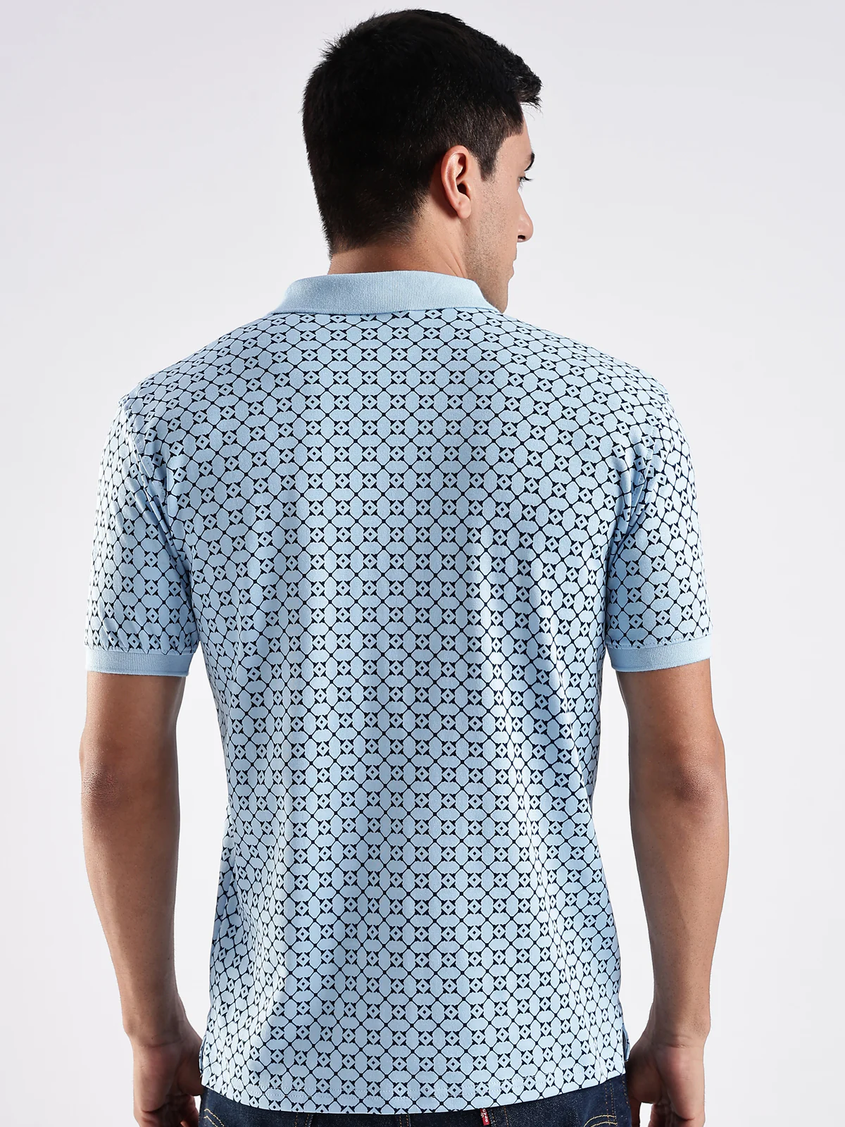 Men Sky Blue Regular Fit Polo T-Shirt - Image 2