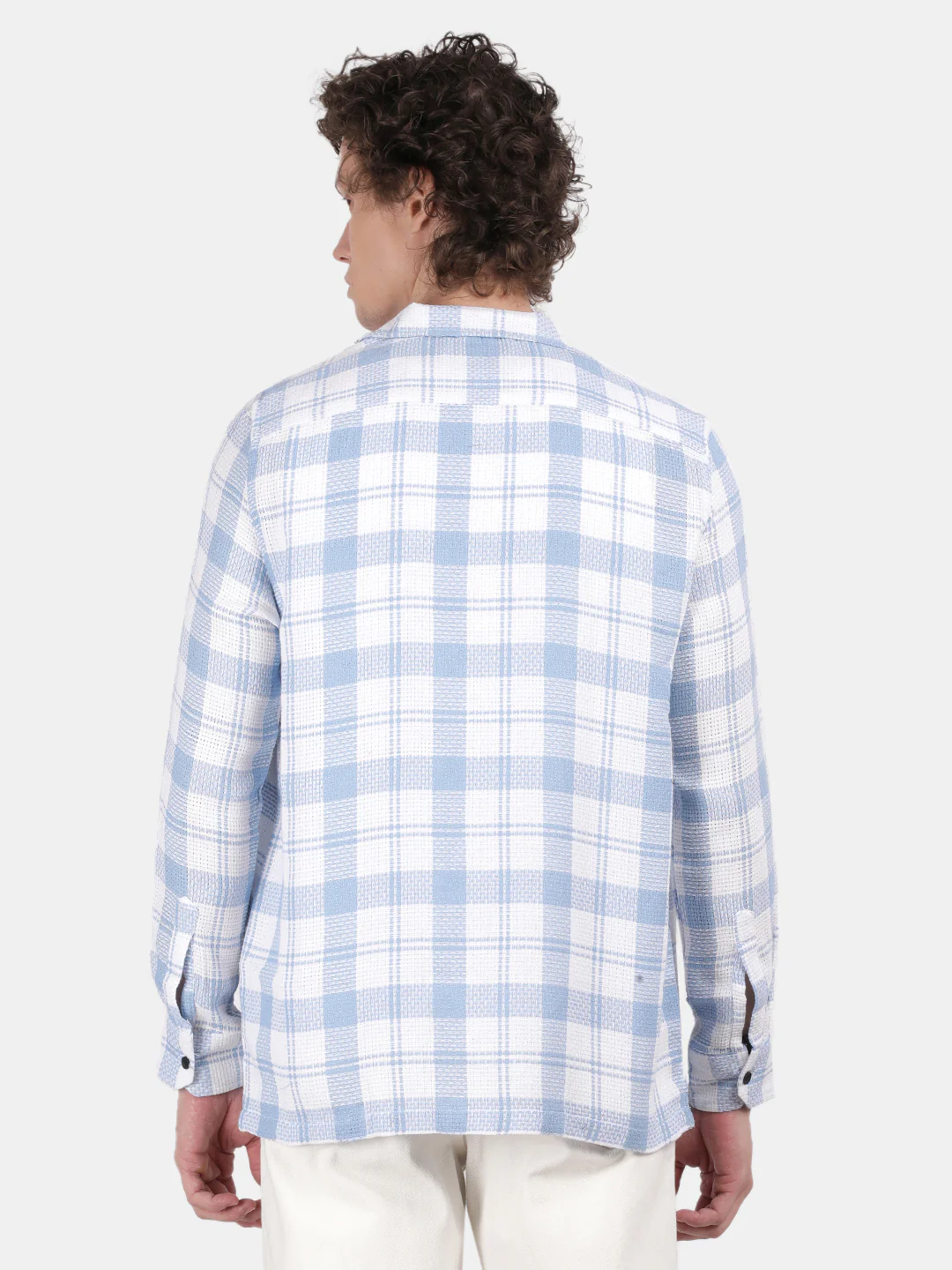 Men Sky blue Slim Fit Lapel Collar Full Sleeve Casual Shirt - Image 2
