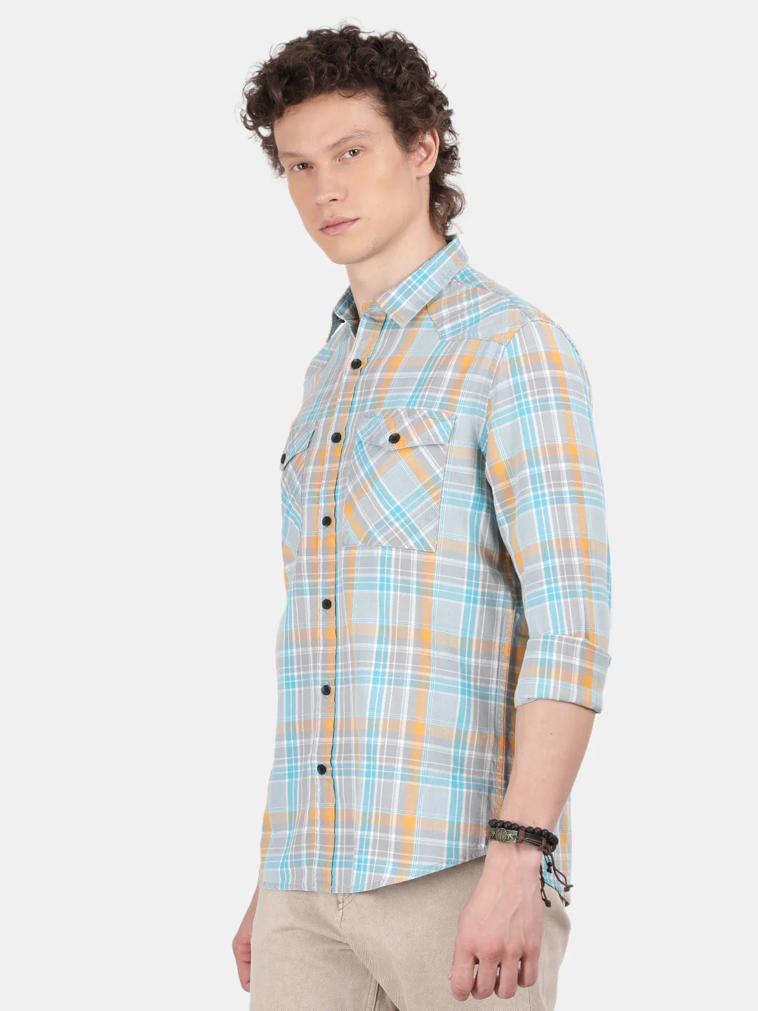 Men Sky blue Slim Fit Spread Collar Full Sleeve Casual Shirt - Image 2