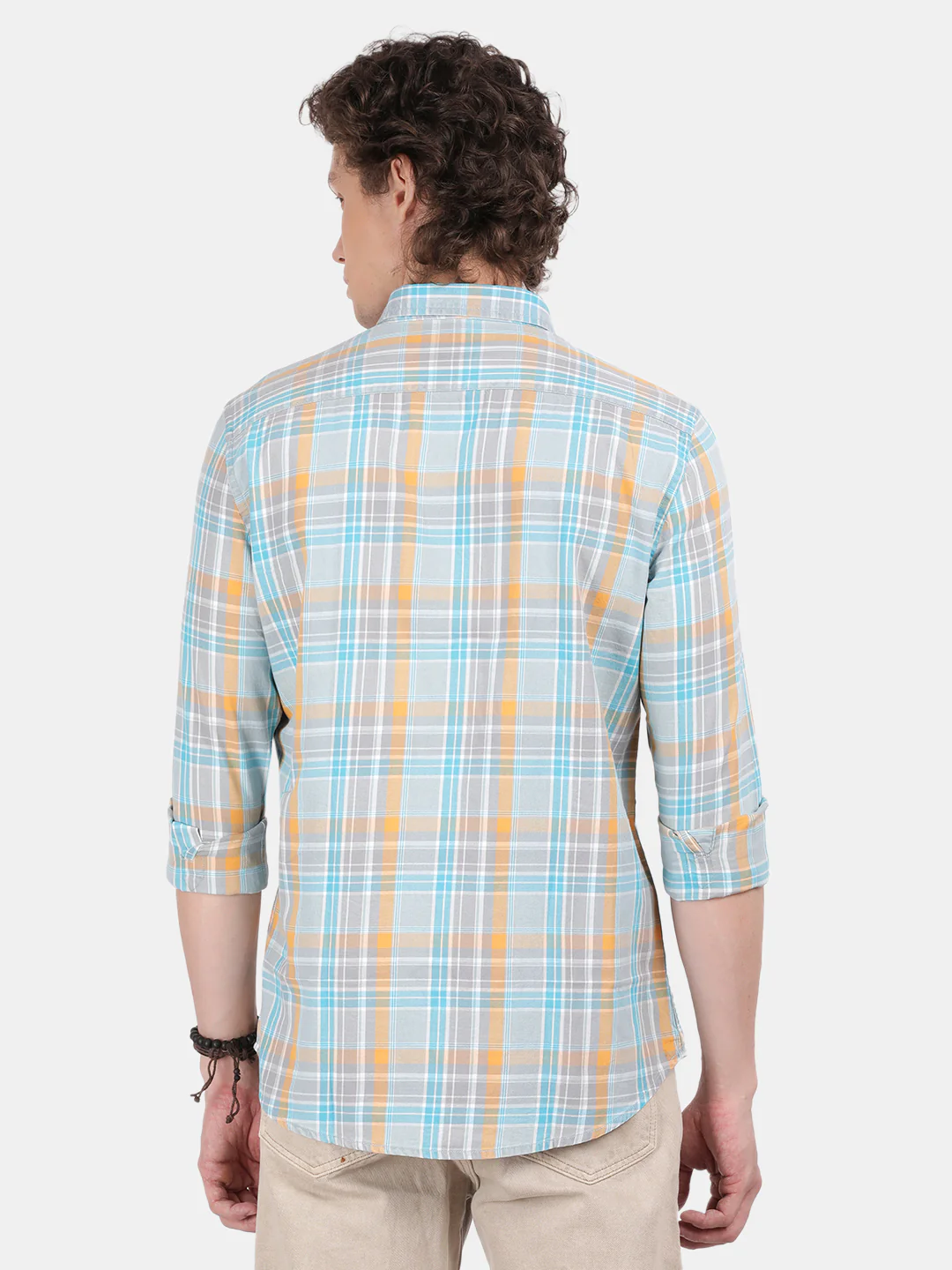 Men Sky blue Slim Fit Spread Collar Full Sleeve Casual Shirt - Image 4