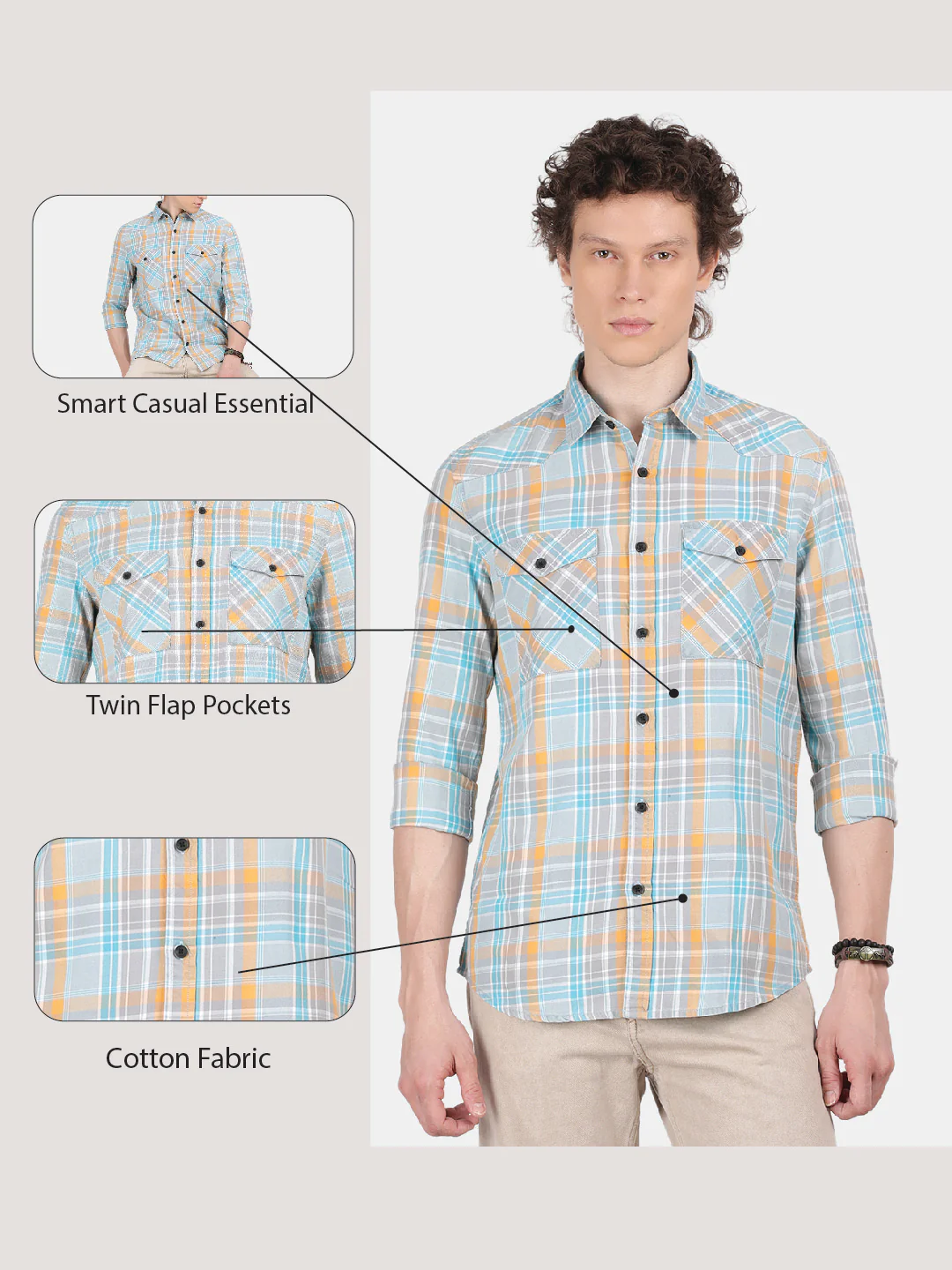 Men Sky blue Slim Fit Spread Collar Full Sleeve Casual Shirt - Image 6