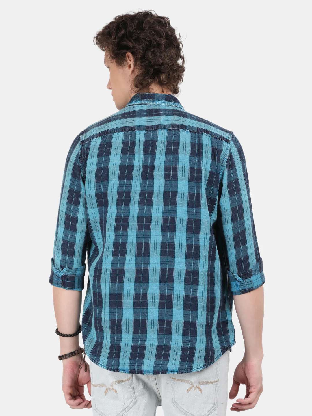 Men Sky blue Slim Fit Spread Collar Full Sleeve Casual Shirt - Image 3