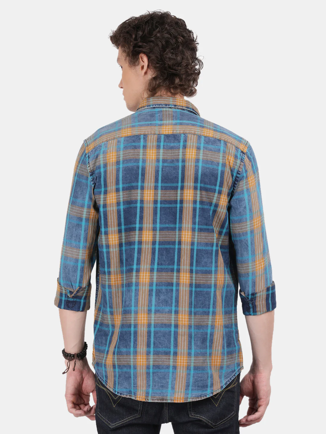 Men Sky blue Slim Fit Spread Collar Full Sleeve Casual Shirt - Image 2