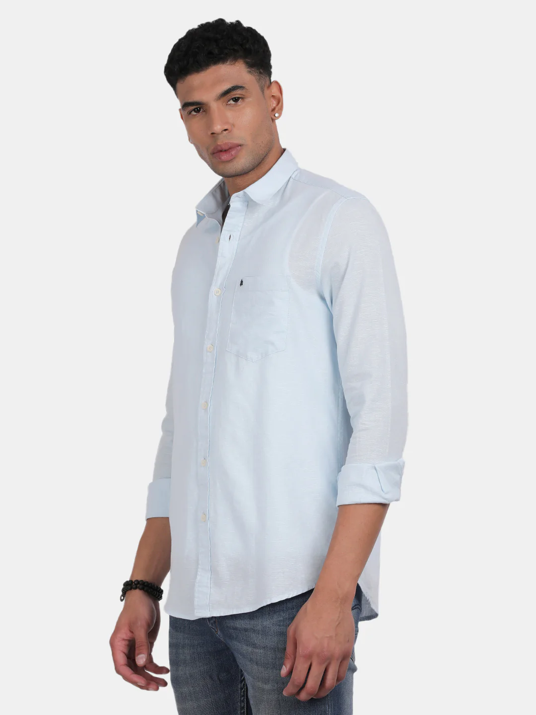 Men Sky blue Slim Fit Spread Collar Full Sleeve Casual Shirt - Image 5