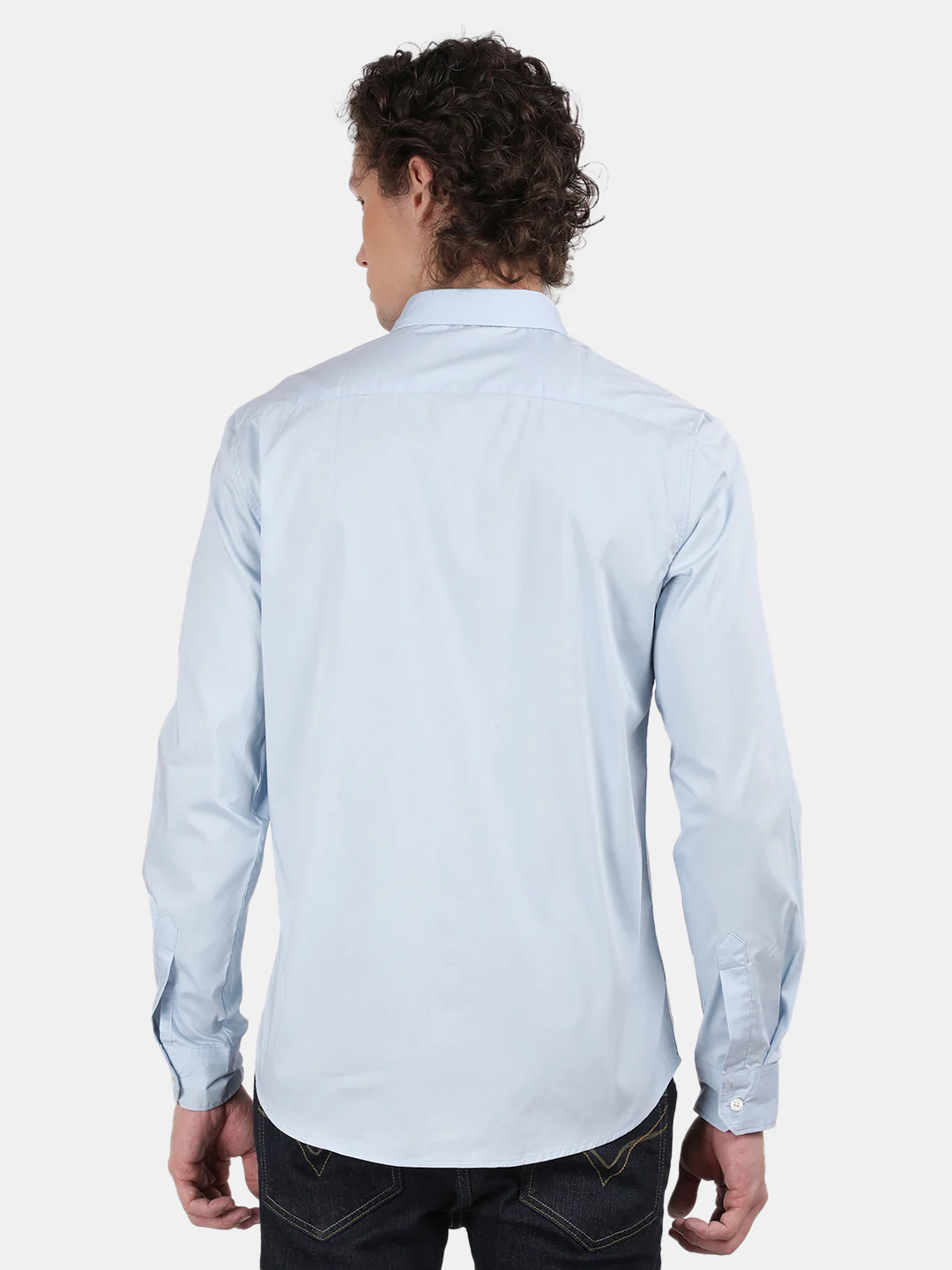 Men Sky blue Slim Fit Spread Collar Full Sleeve Casual Shirt - Image 2