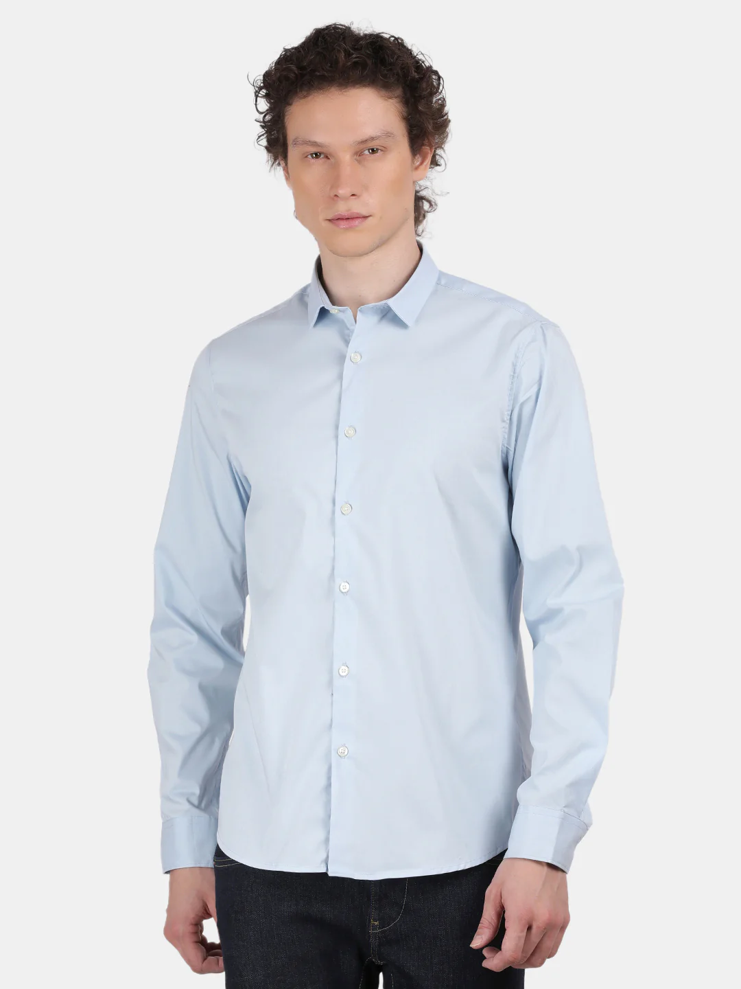 Men Sky blue Slim Fit Spread Collar Full Sleeve Casual Shirt - Image 4