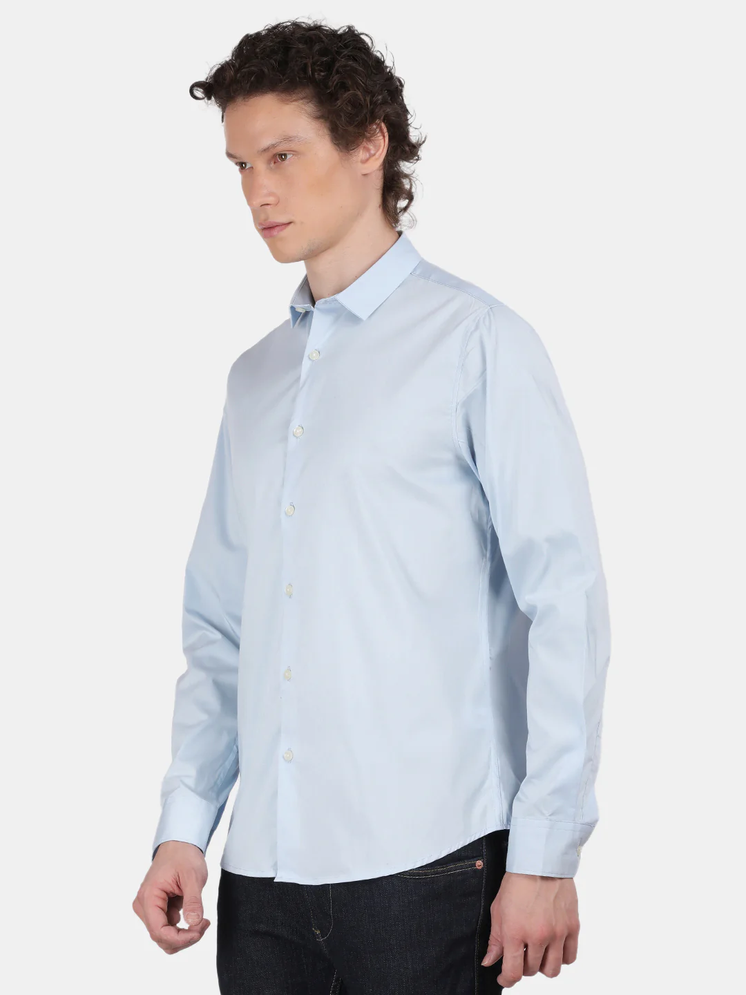 Men Sky blue Slim Fit Spread Collar Full Sleeve Casual Shirt - Image 5