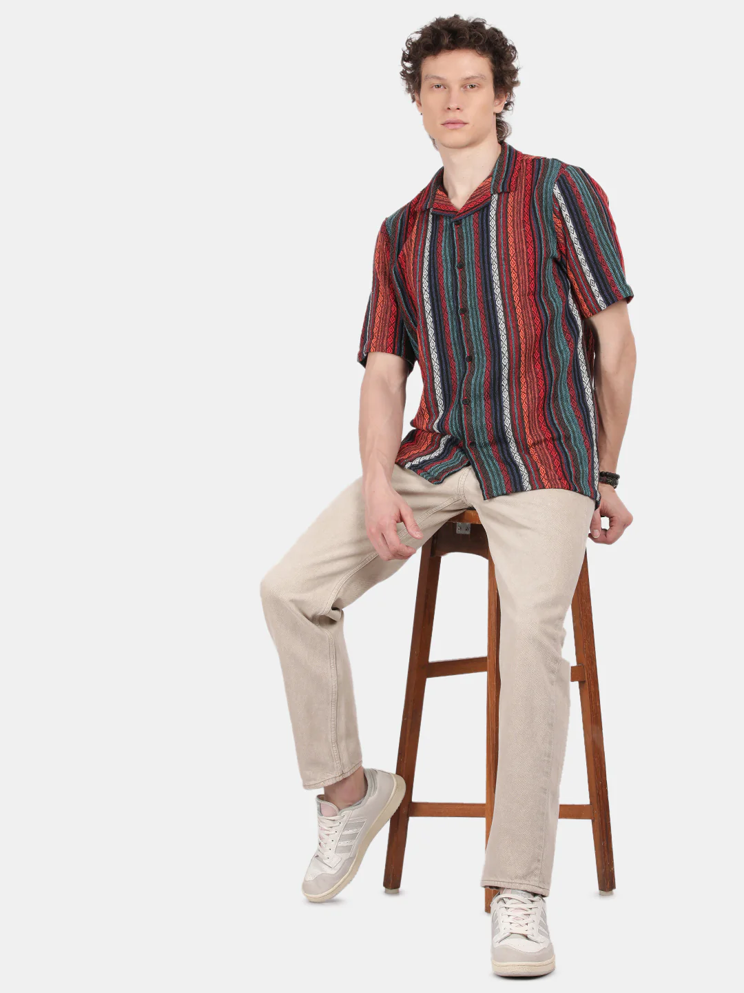Men Sky blue Slim Fit Spread Collar Half Sleeve Casual Shirt - Image 3