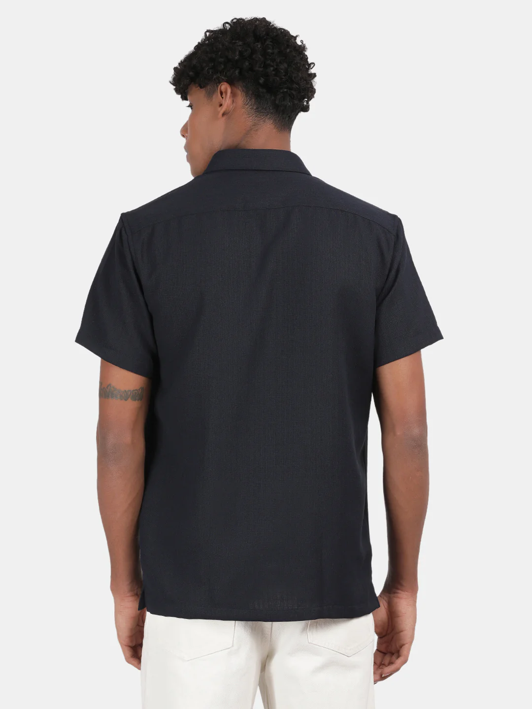 Men Sky blue Slim Fit Spread Collar Half Sleeve Casual Shirt - Image 2