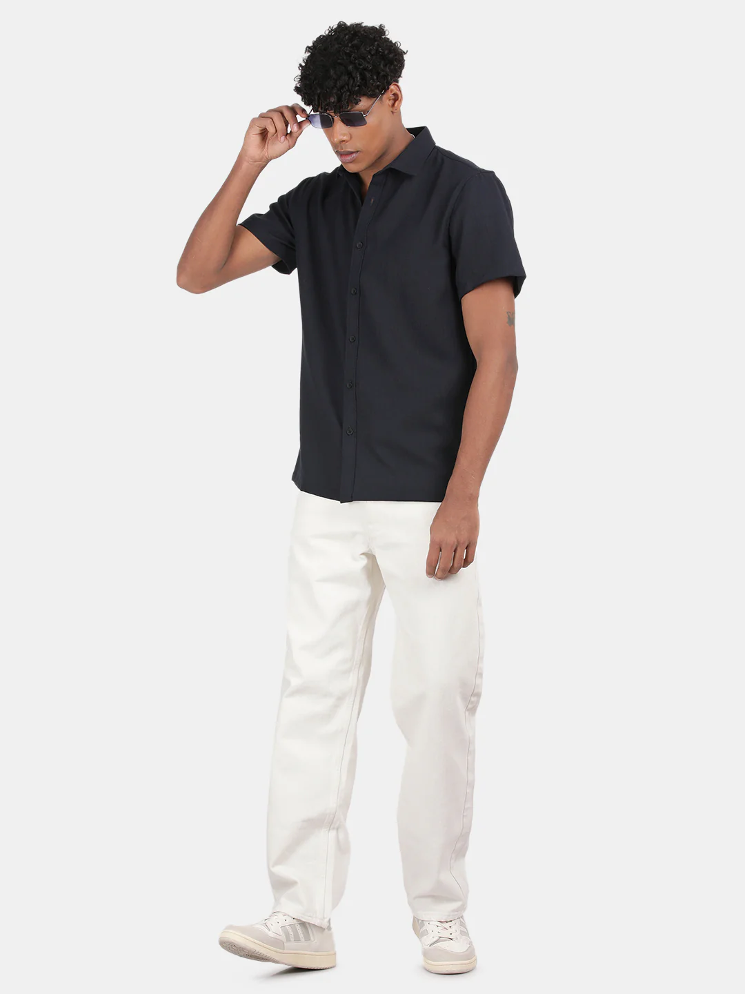 Men Sky blue Slim Fit Spread Collar Half Sleeve Casual Shirt - Image 3