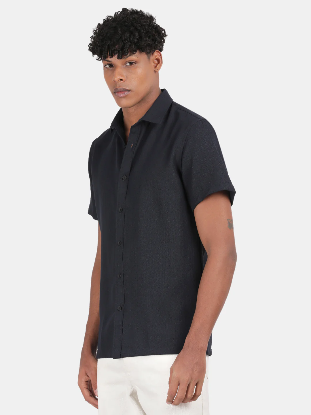 Men Sky blue Slim Fit Spread Collar Half Sleeve Casual Shirt - Image 5