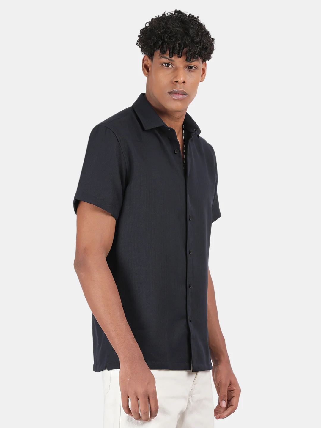 Men Sky blue Slim Fit Spread Collar Half Sleeve Casual Shirt - Image 6