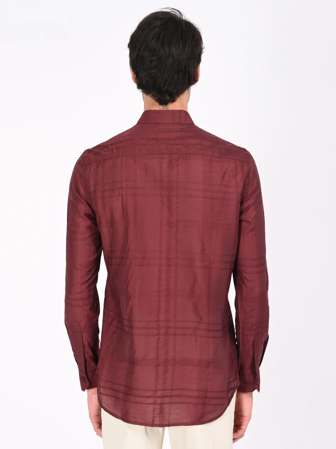 Men Slim Fit Nylon Self-Design Shirt - Image 2