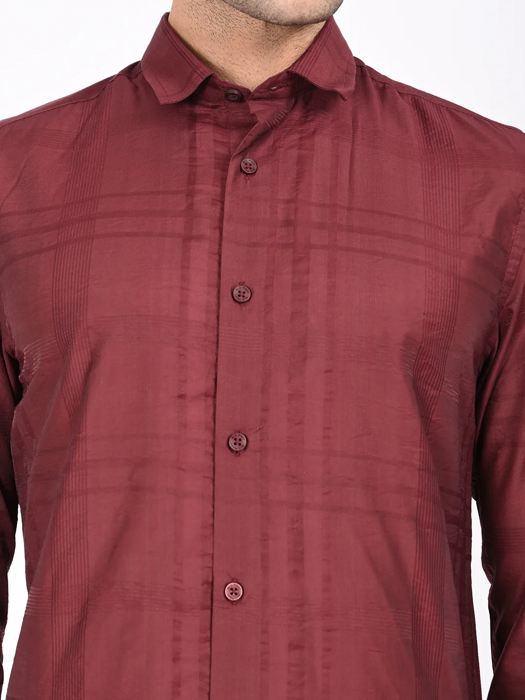 Men Slim Fit Nylon Self-Design Shirt - Image 6