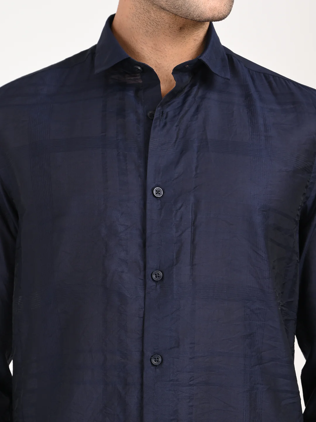 Men Slim Fit Nylon Self-Design Shirt - Image 6