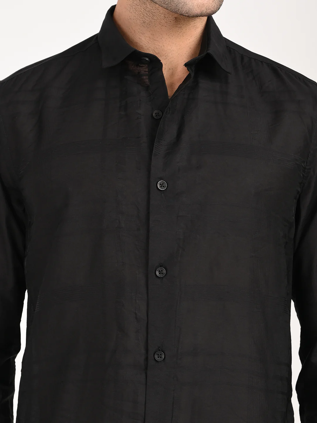 Men Slim Fit Nylon Self-Design Shirt - Image 6