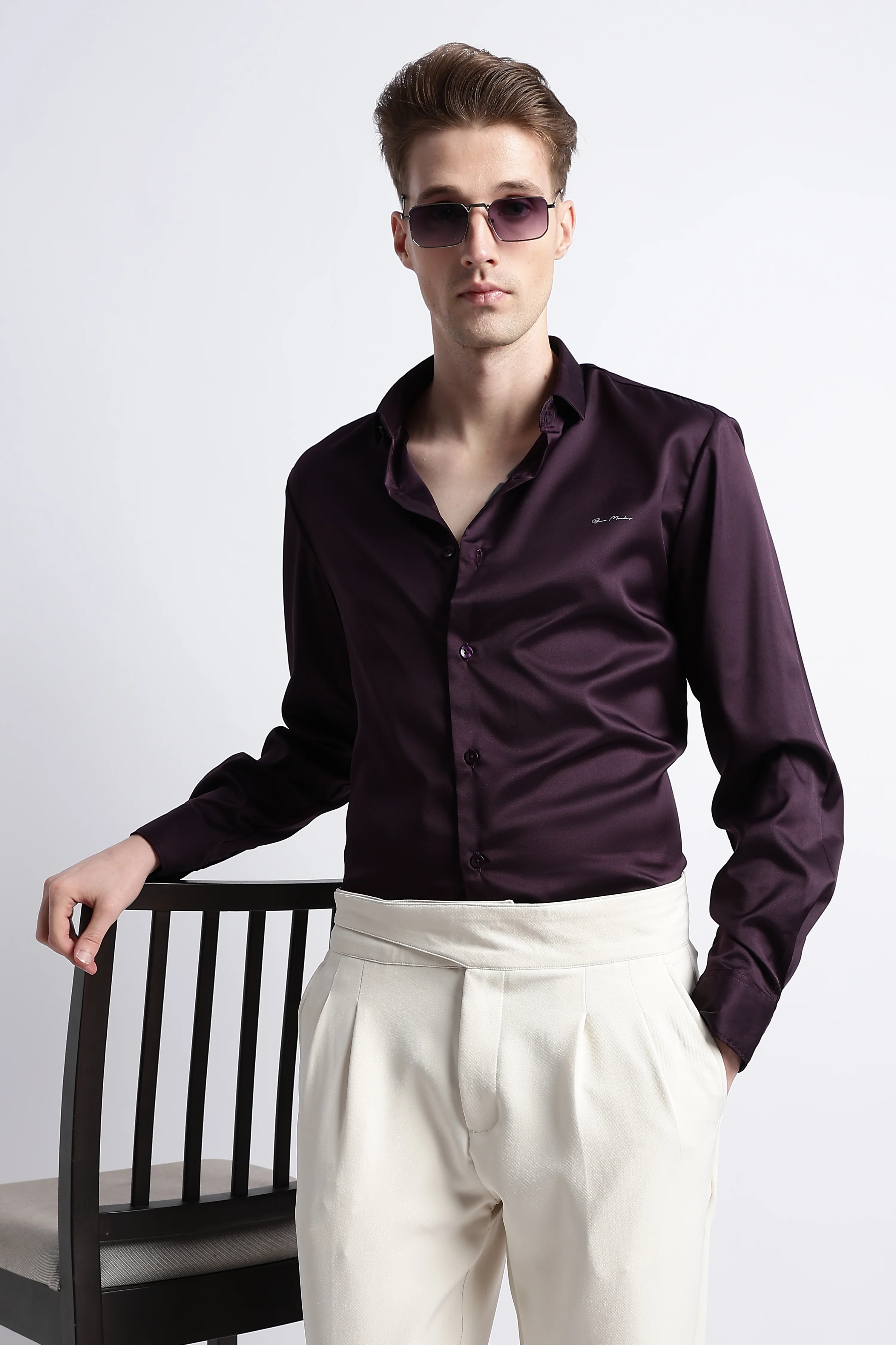 Men Smooth Satin Party Shirt - Image 10