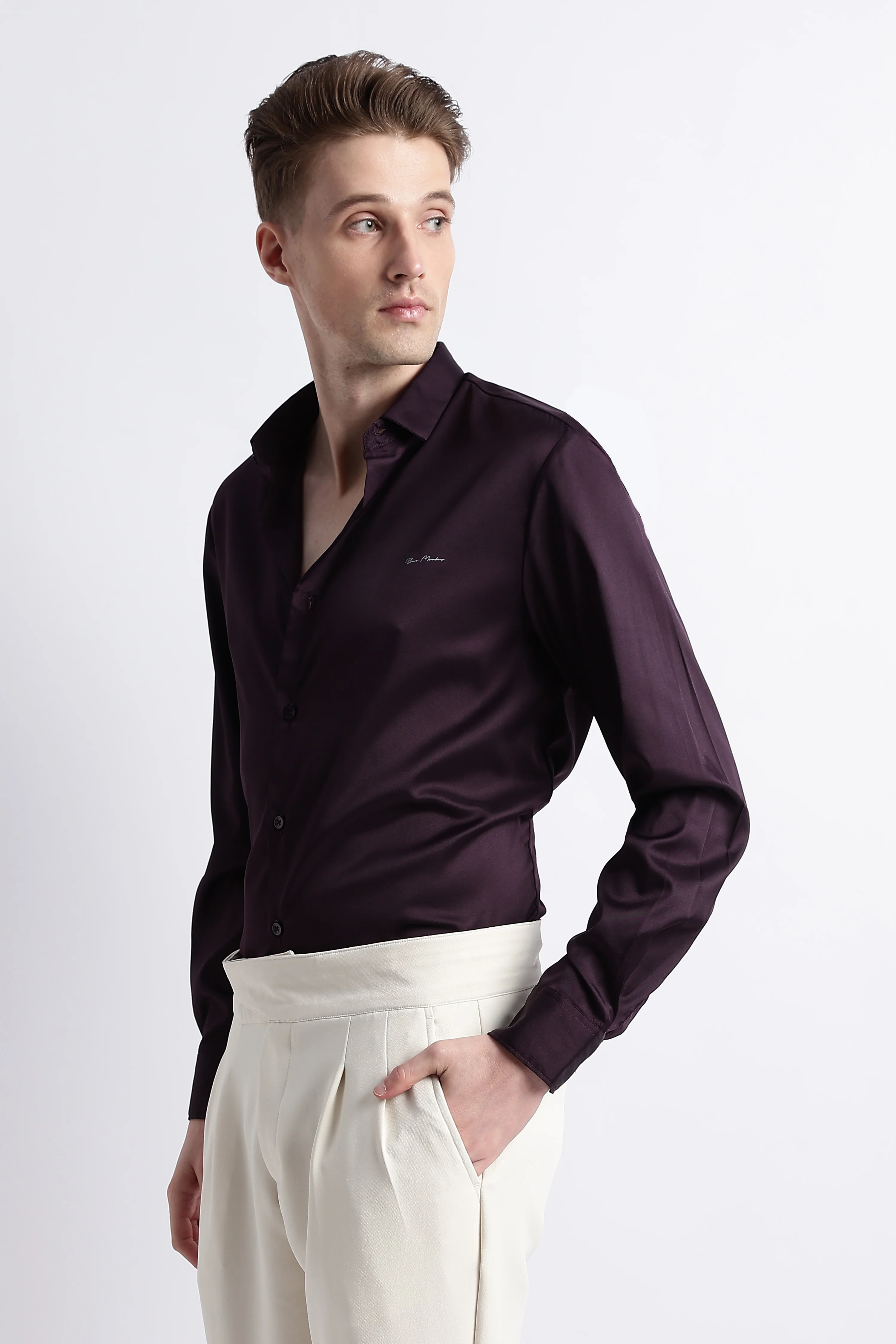 Men Smooth Satin Party Shirt - Image 2