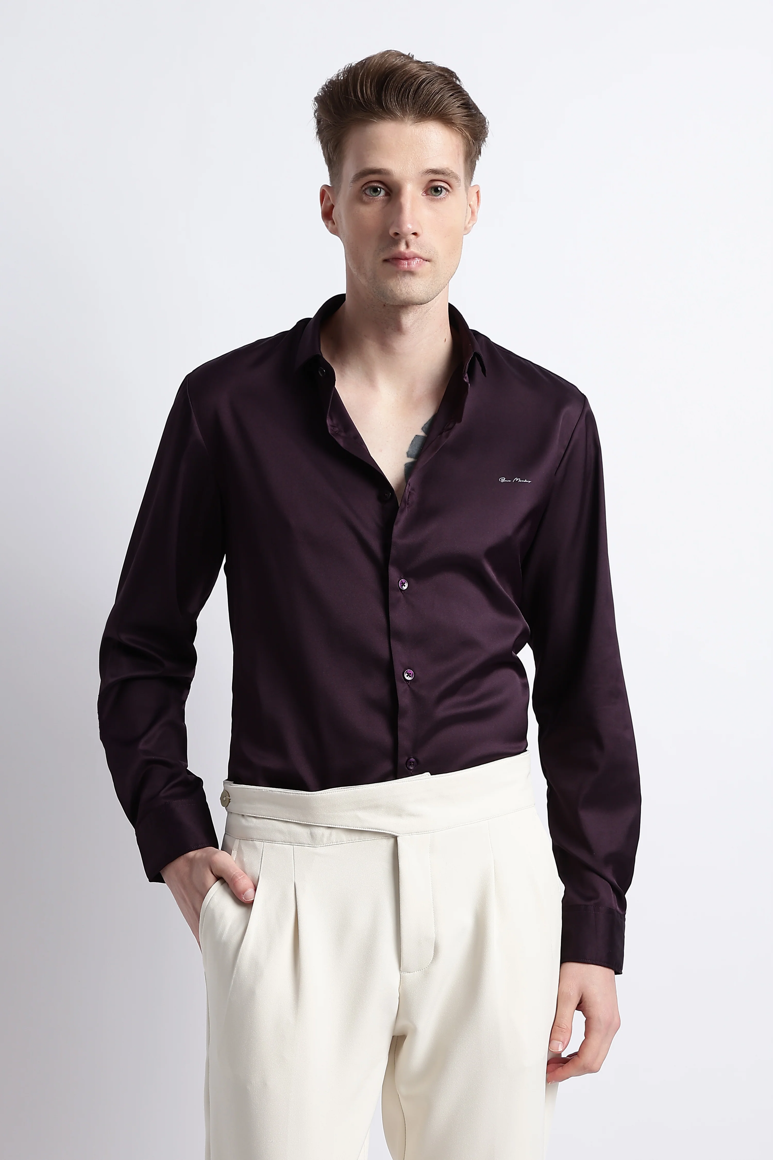 Men Smooth Satin Party Shirt - Image 4