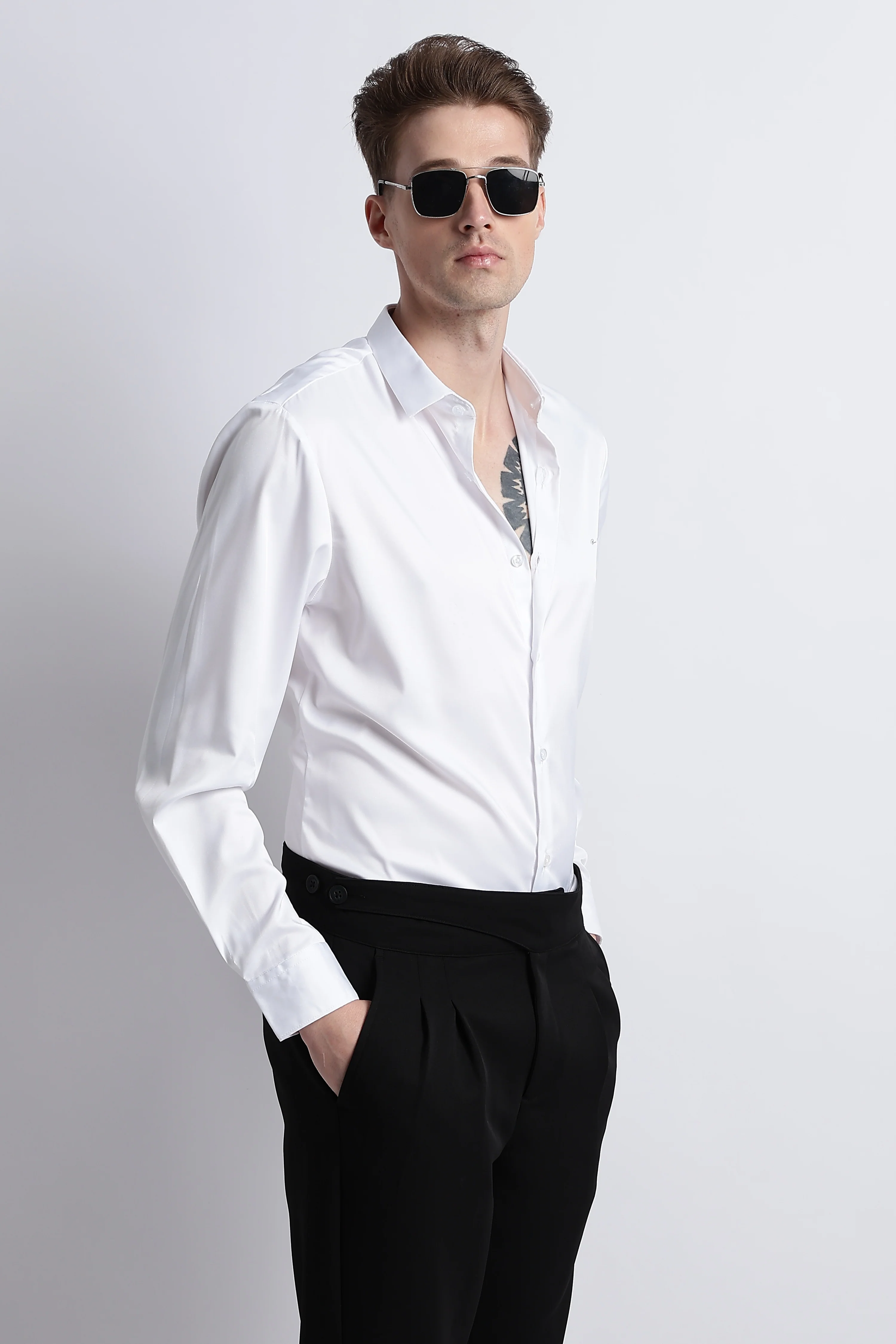 Men Smooth Satin Party Shirt - Image 4