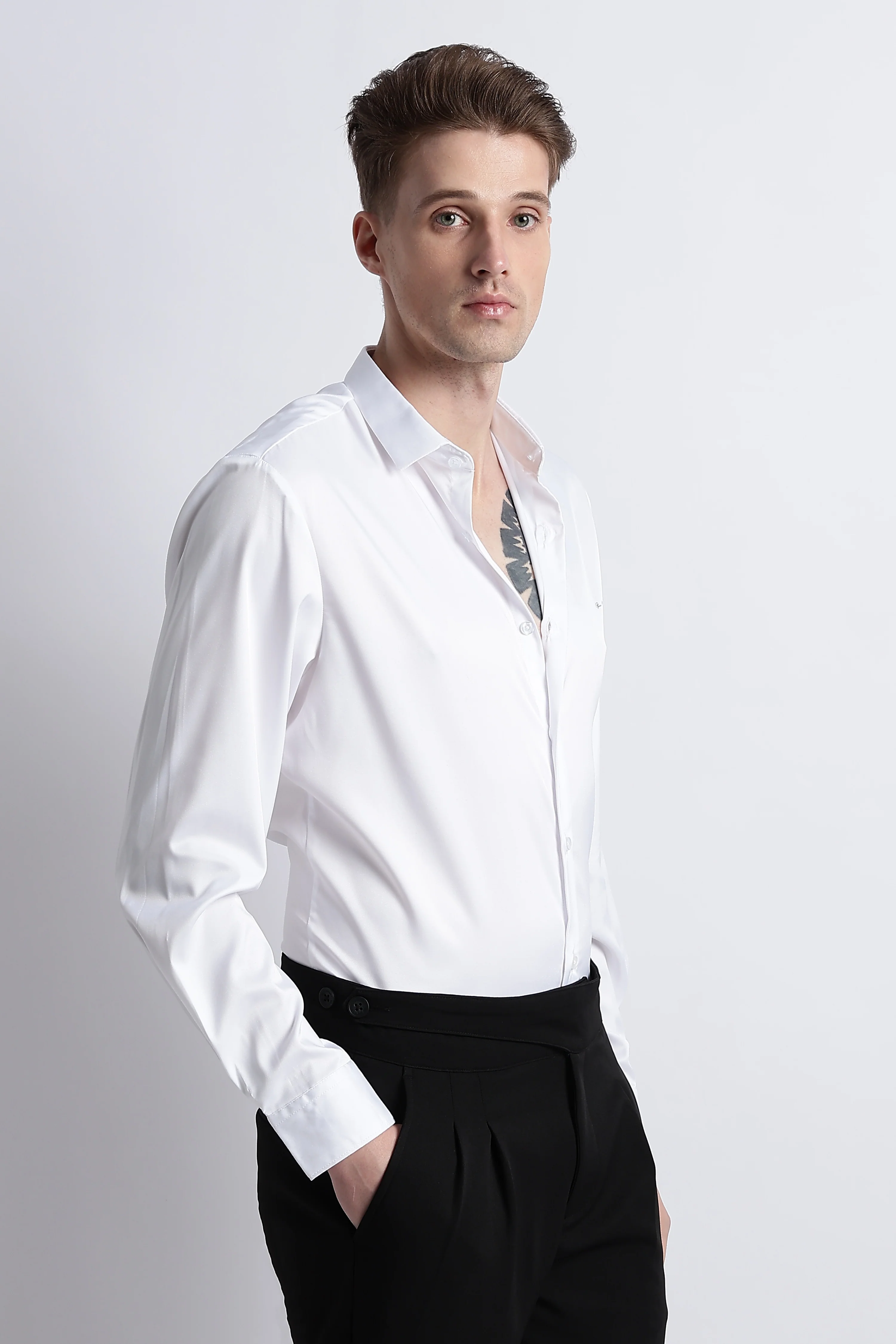 Men Smooth Satin Party Shirt - Image 8