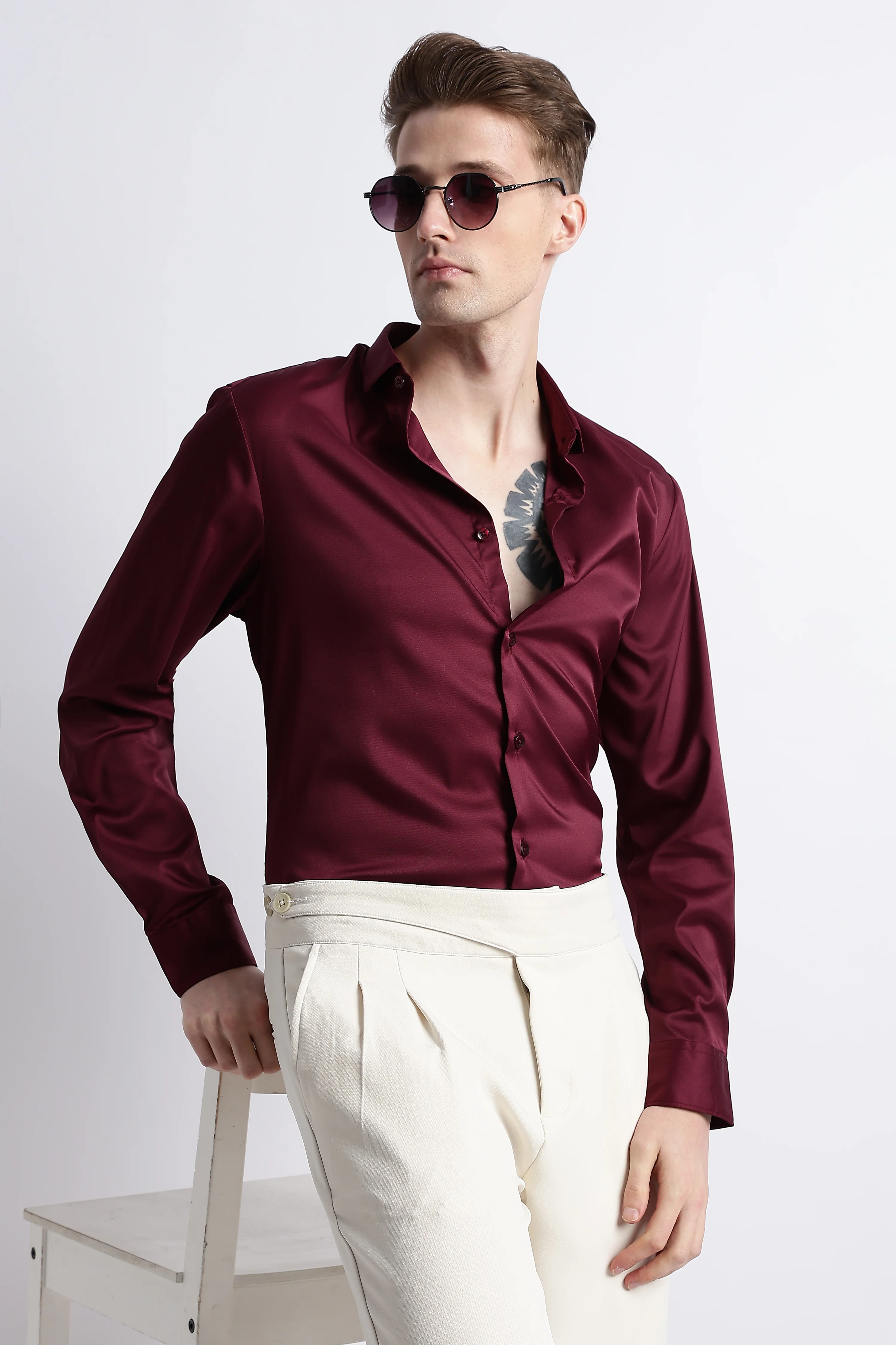 Men Smooth Satin Party Shirt - Image 4