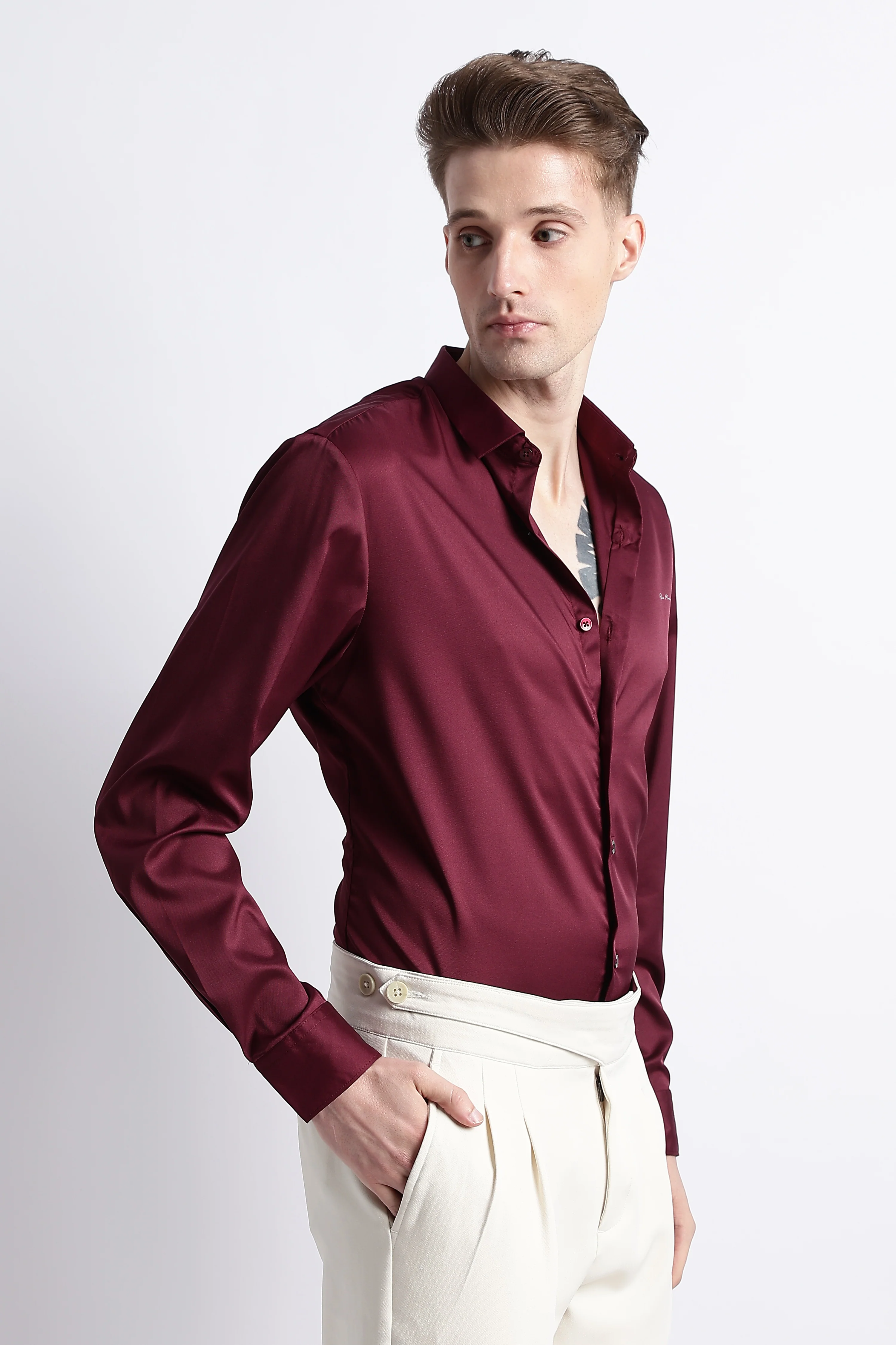 Men Smooth Satin Party Shirt - Image 5