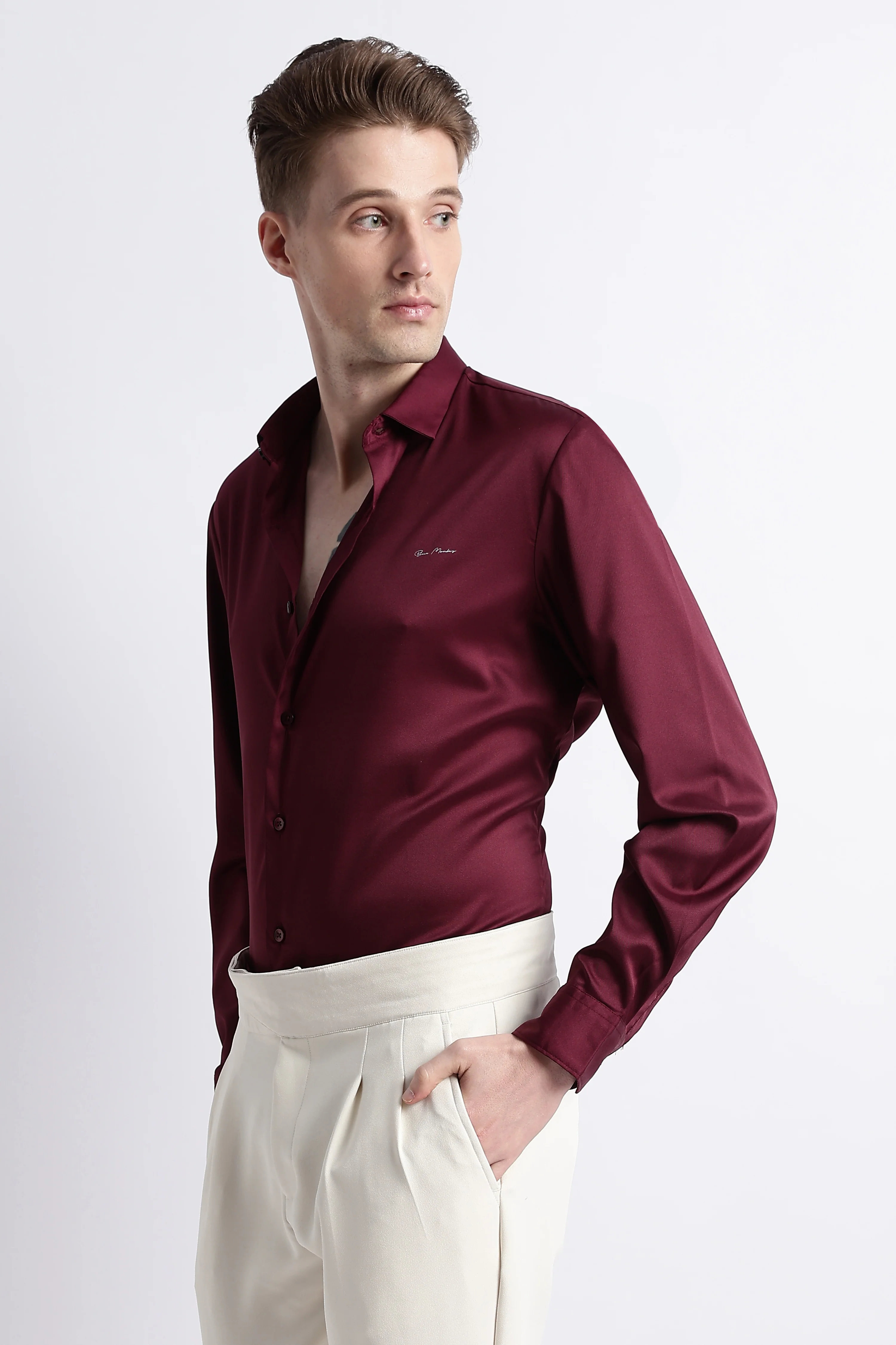 Men Smooth Satin Party Shirt - Image 9