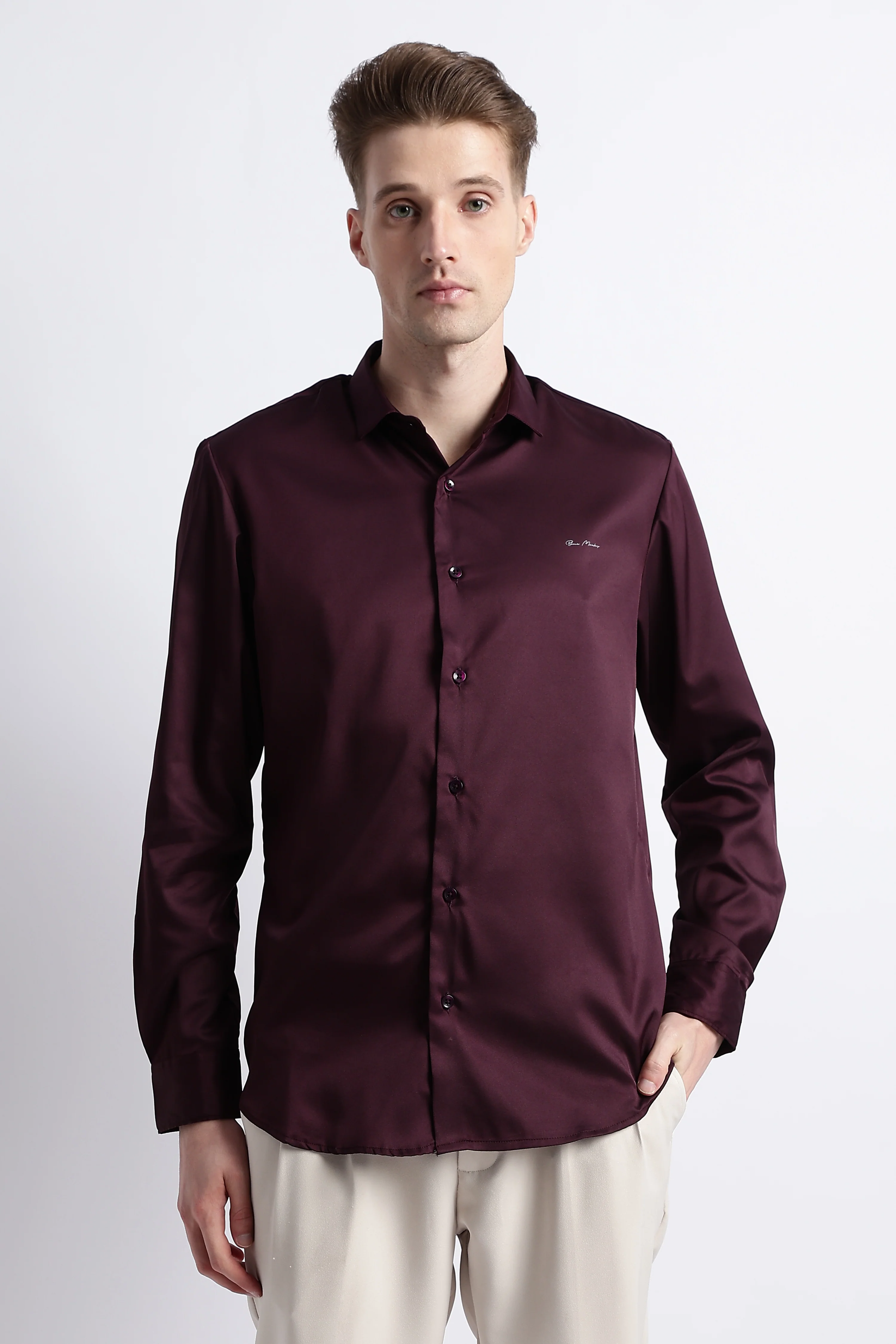 Men Smooth Satin Party Shirt - Image 11