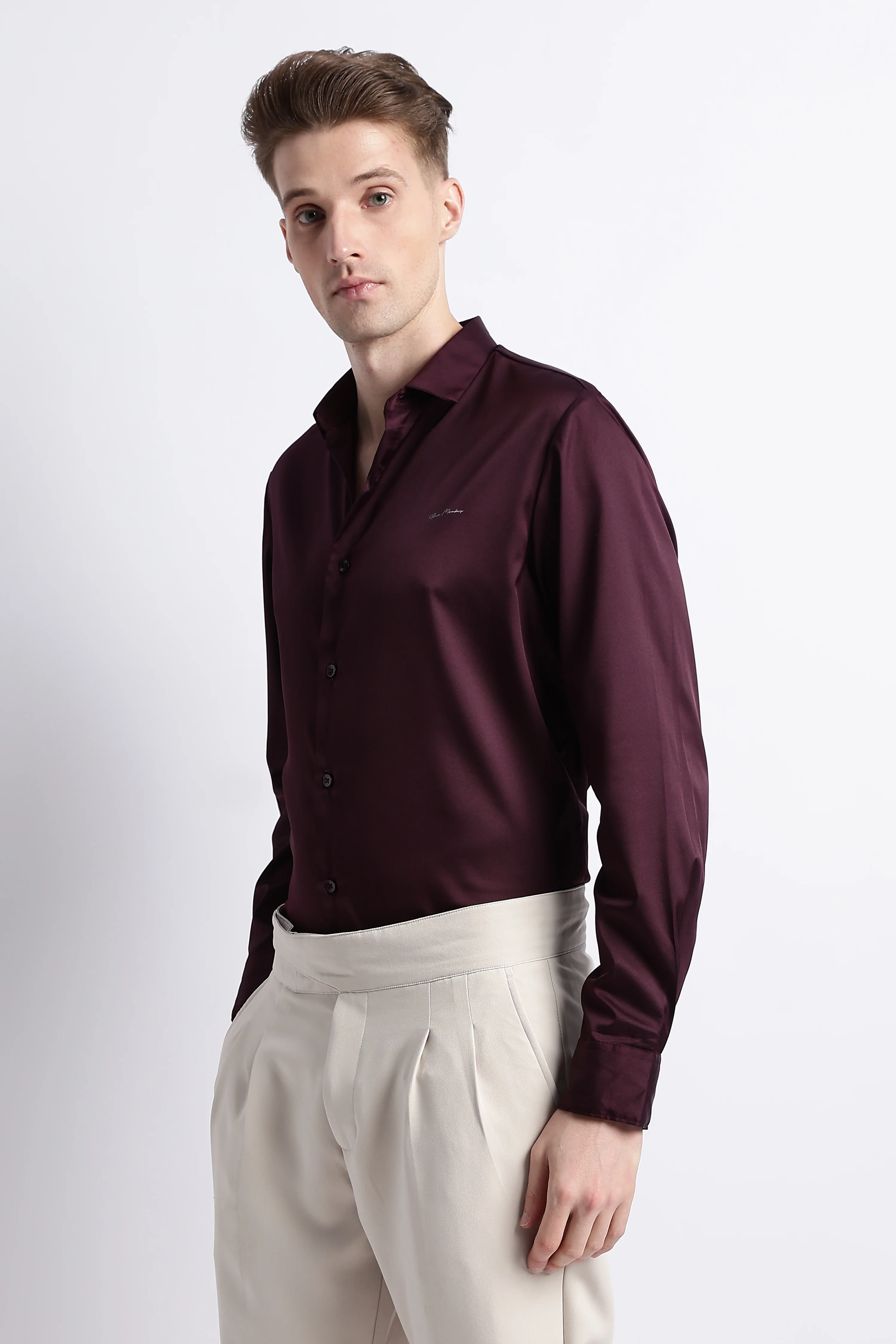 Men Smooth Satin Party Shirt - Image 2