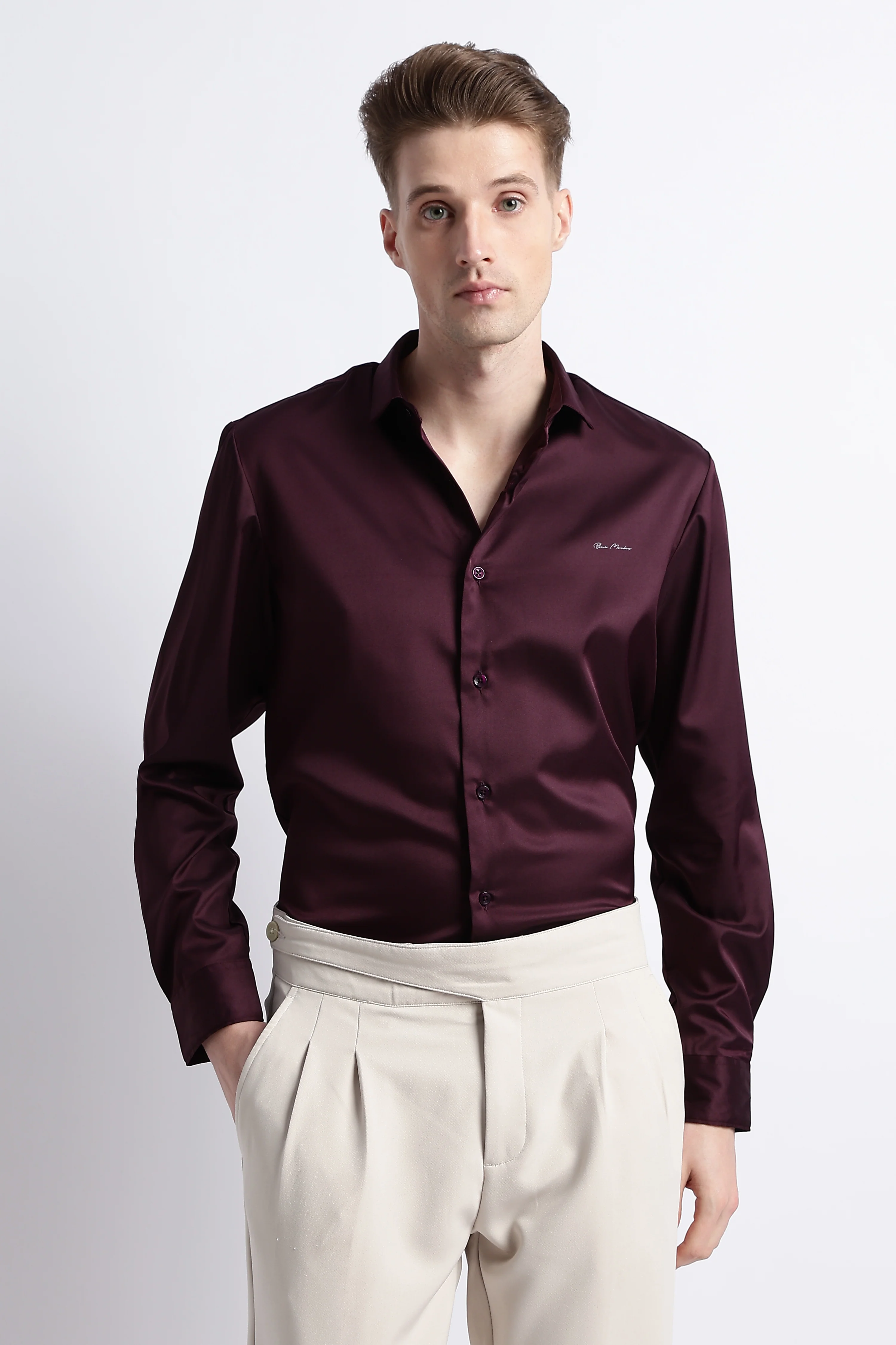 Men Smooth Satin Party Shirt - Image 3