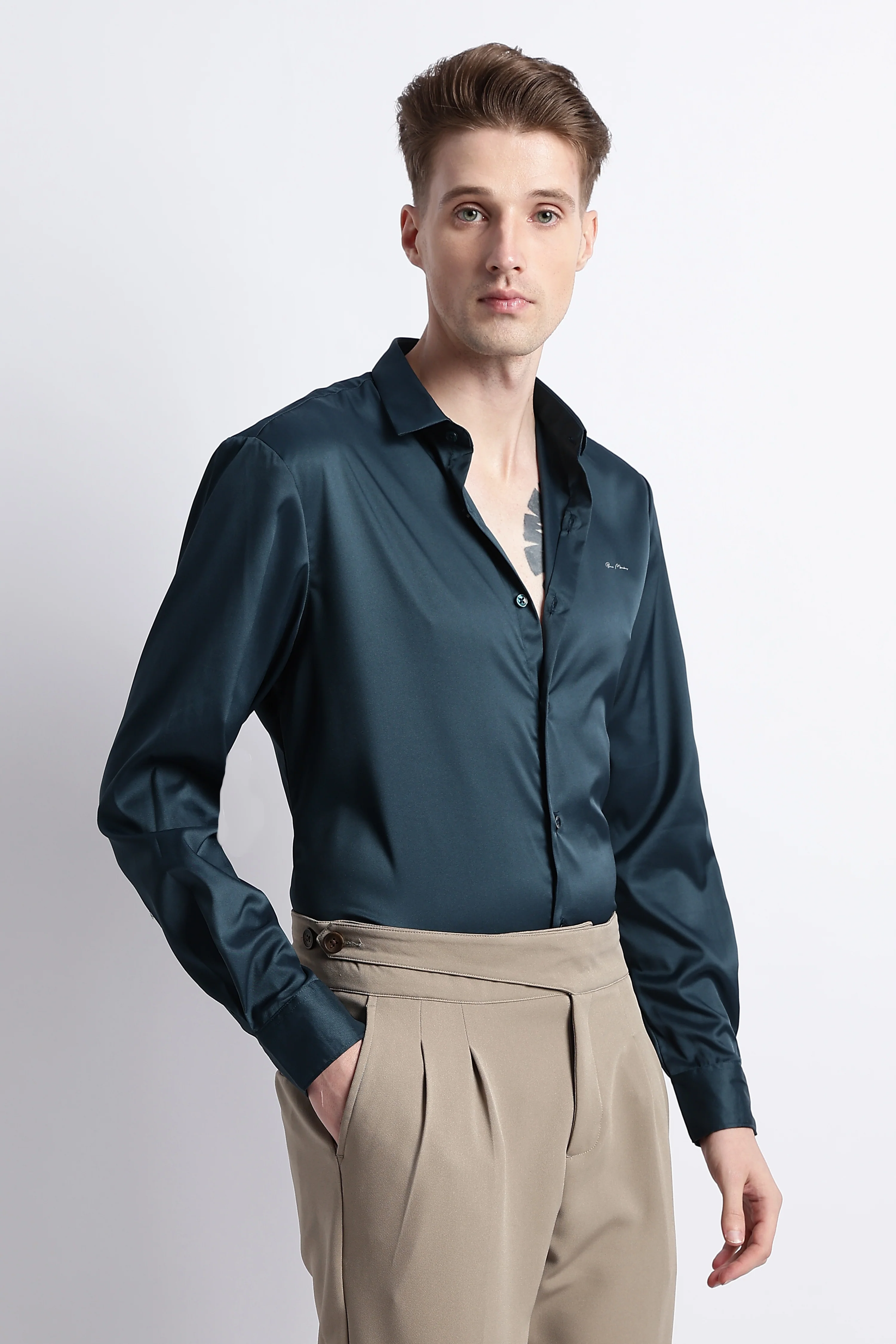 Men Smooth Satin Party Shirt - Image 10