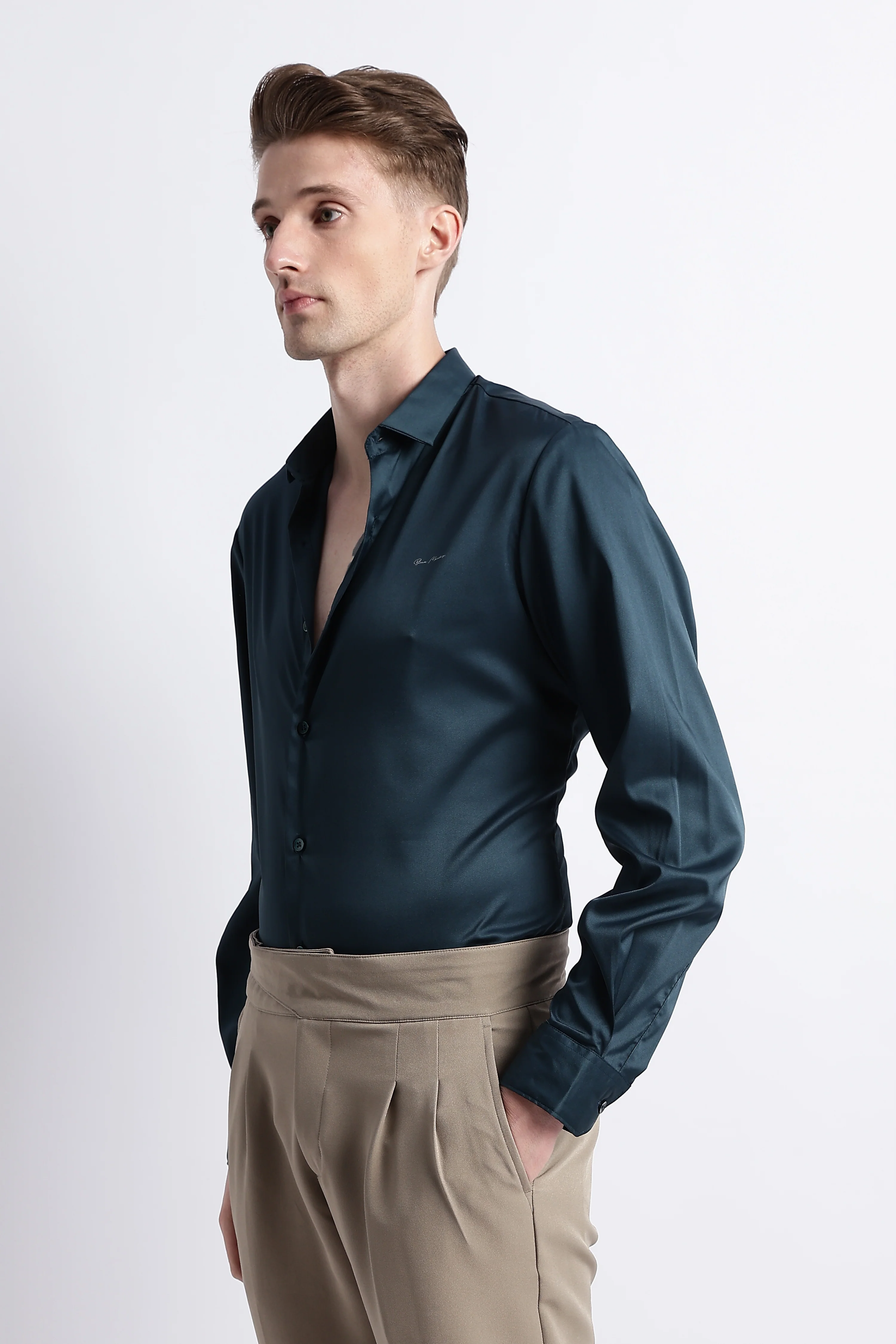 Men Smooth Satin Party Shirt - Image 5