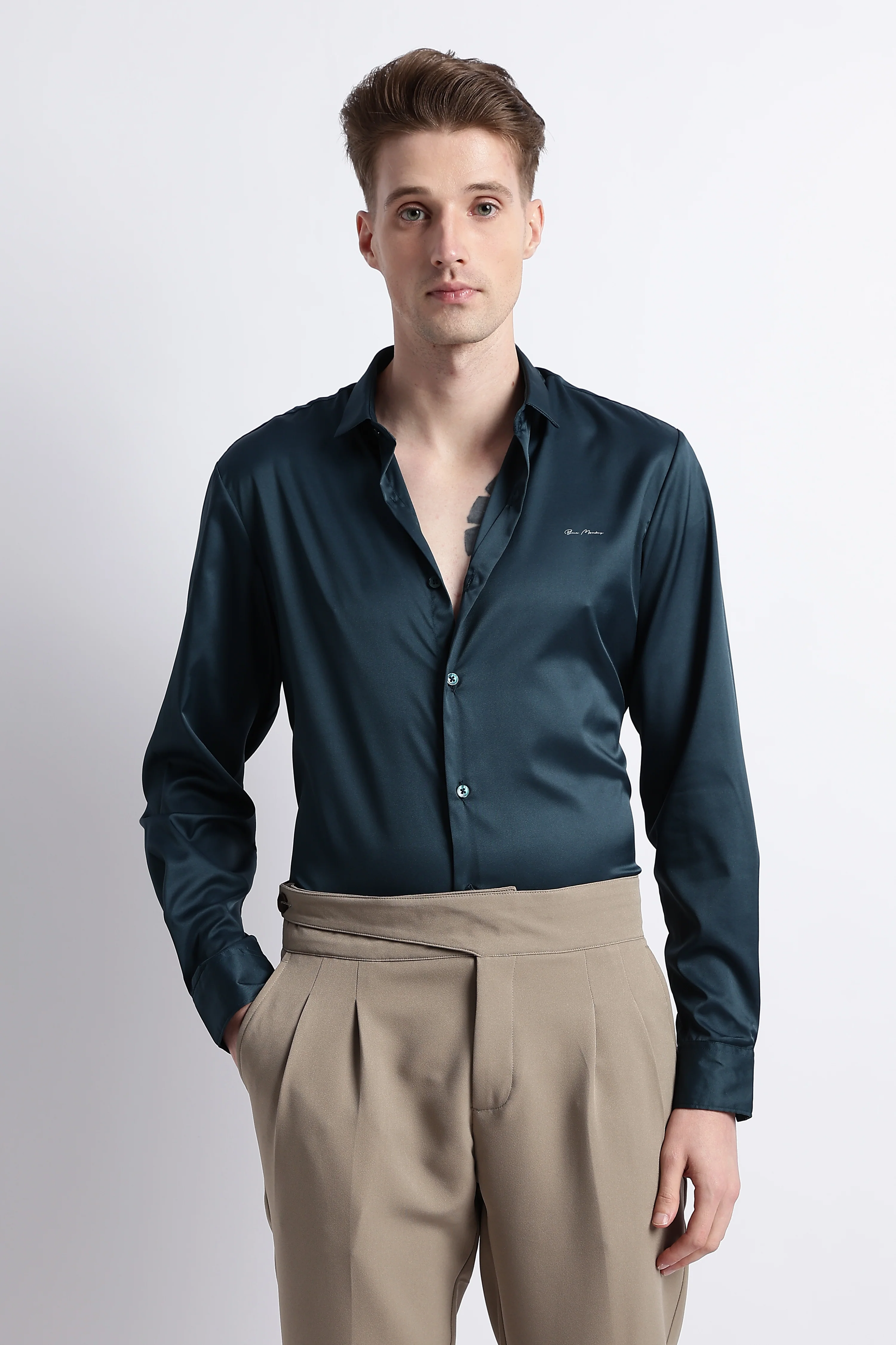 Men Smooth Satin Party Shirt - Image 8