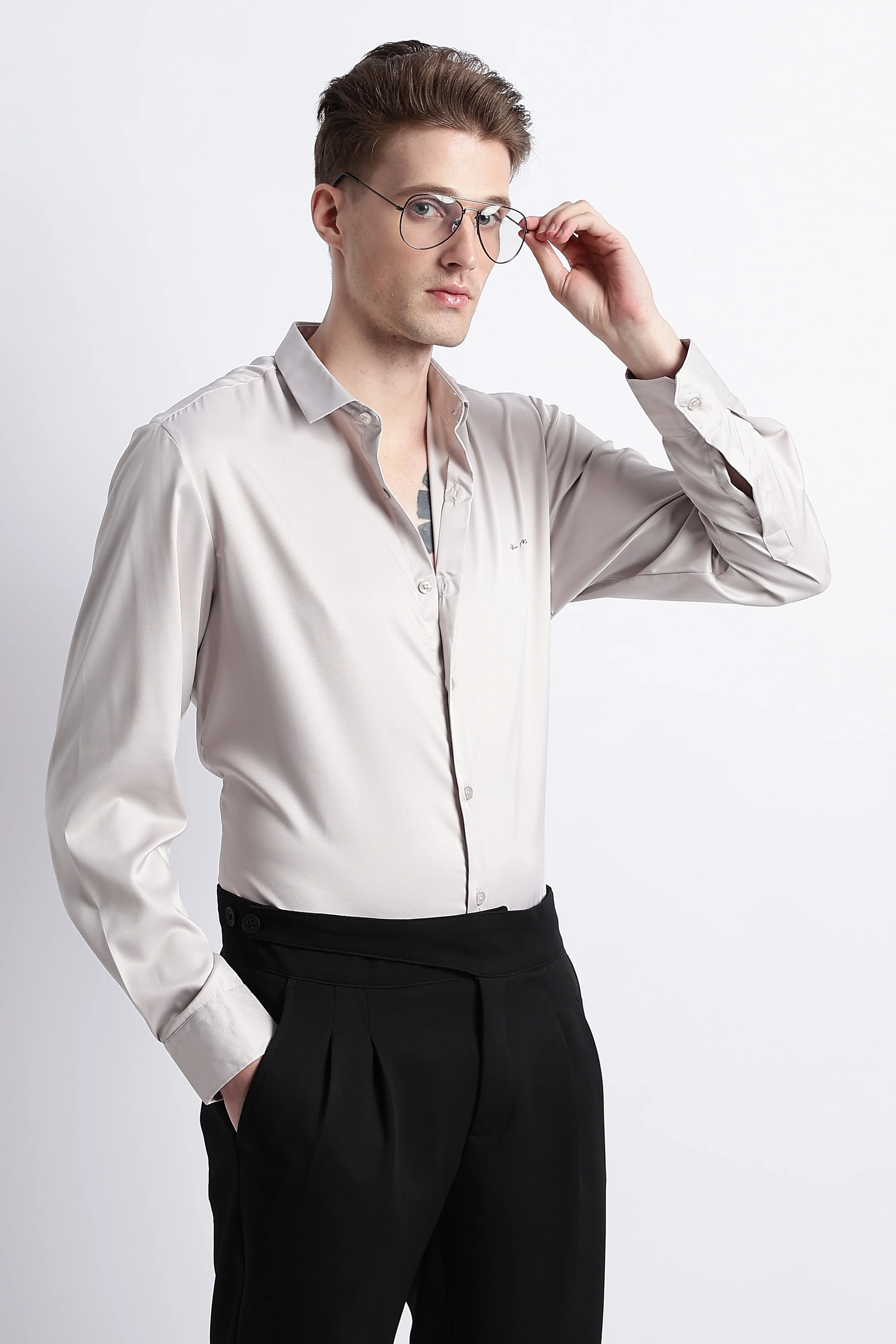 Men Smooth Satin Party Shirt - Image 7