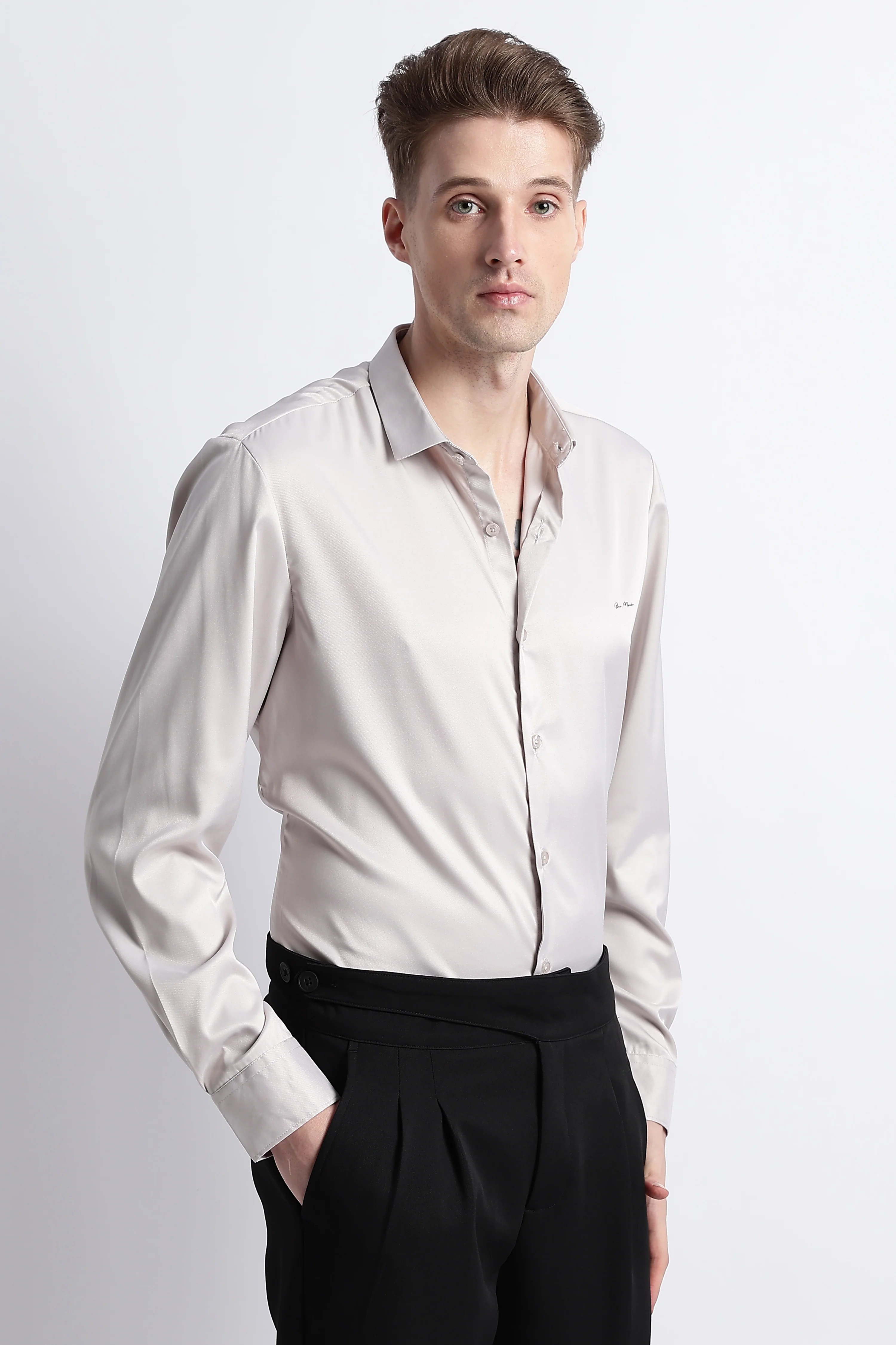 Men Smooth Satin Party Shirt - Image 9